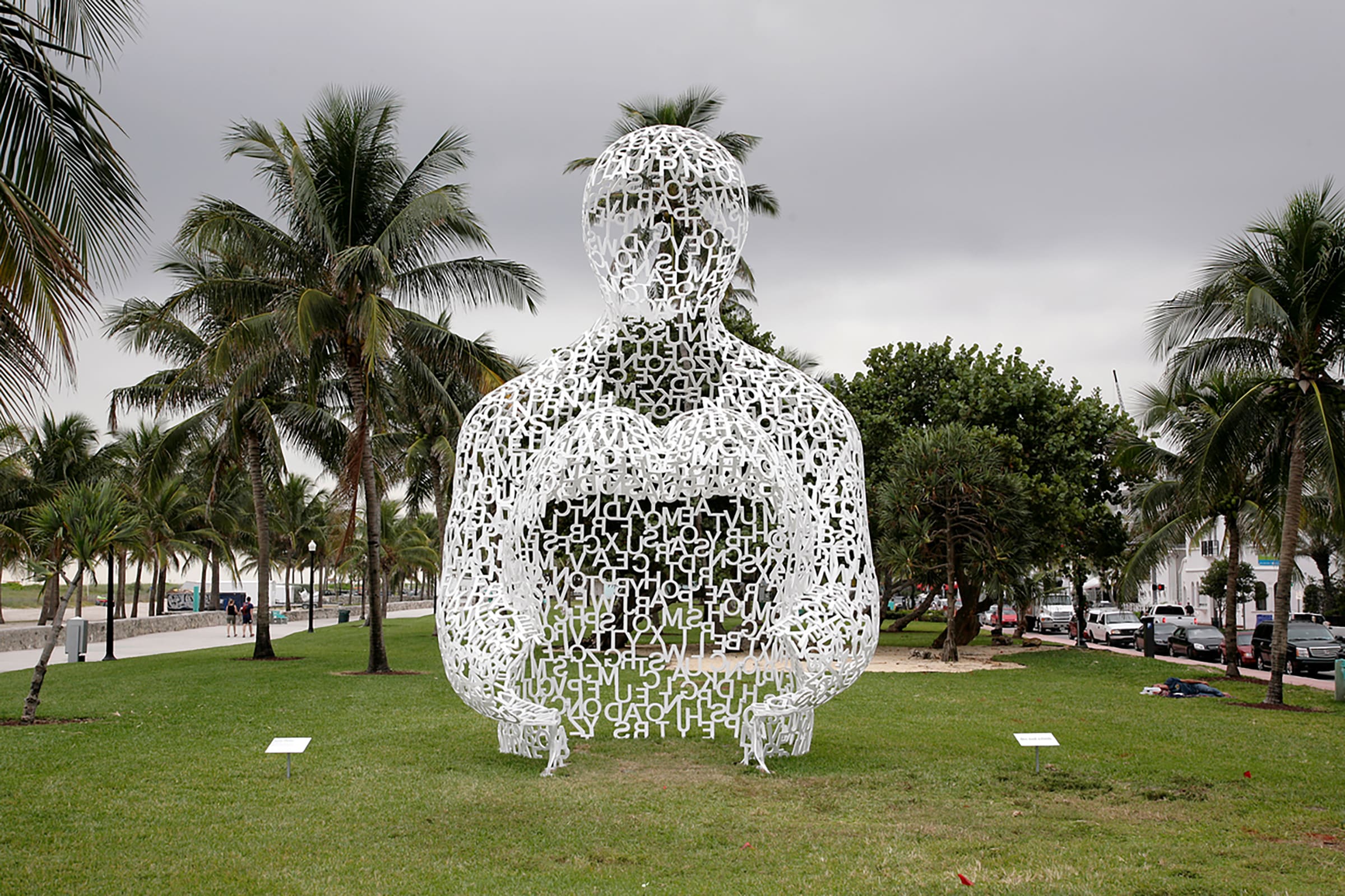 A sculpture by Jaume Plensa during Art Basel Miami Beach.