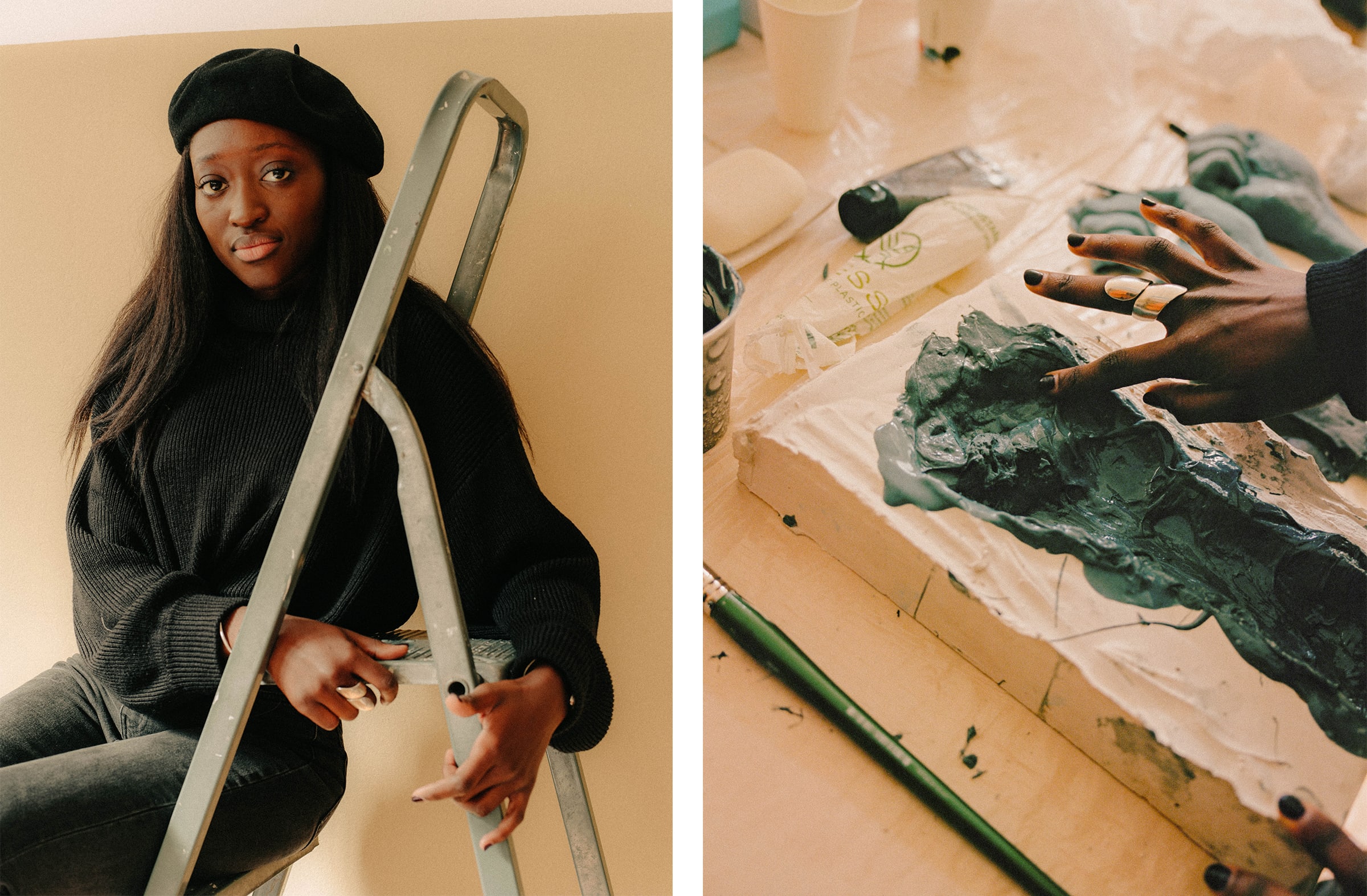 Artist Binta Diaw in her Milan studio. Photography by Julius Hirtzberger for Art Basel.