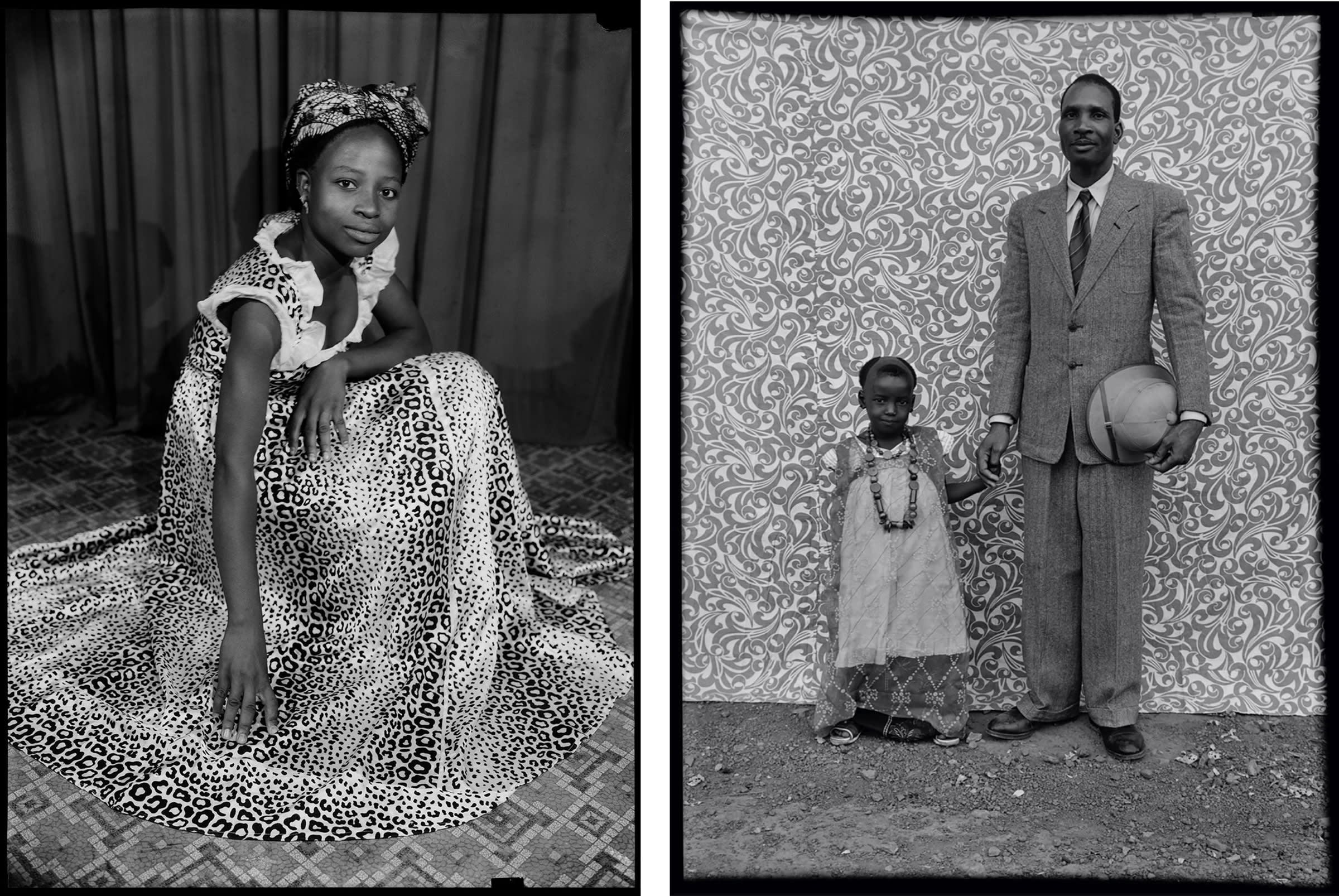 Left: Untitled (05330), 1954–1960. Right: Untitled (00656-MA.Ke.105), 1953–1957. Both works by Seydou Keïta. © Seydou Keïta / SKPEAC. Courtesy of CAAC- The Pigozzi Collection et Galerie Nathalie Obadia, Paris and Brussels.