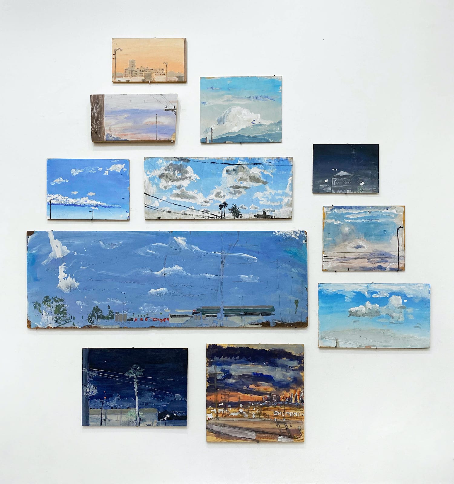 Aaron Fowler, LA Skies, 2020. Oil on canvas, various dimensions. Photo by Aaron Fowler. Courtesy of the artist.