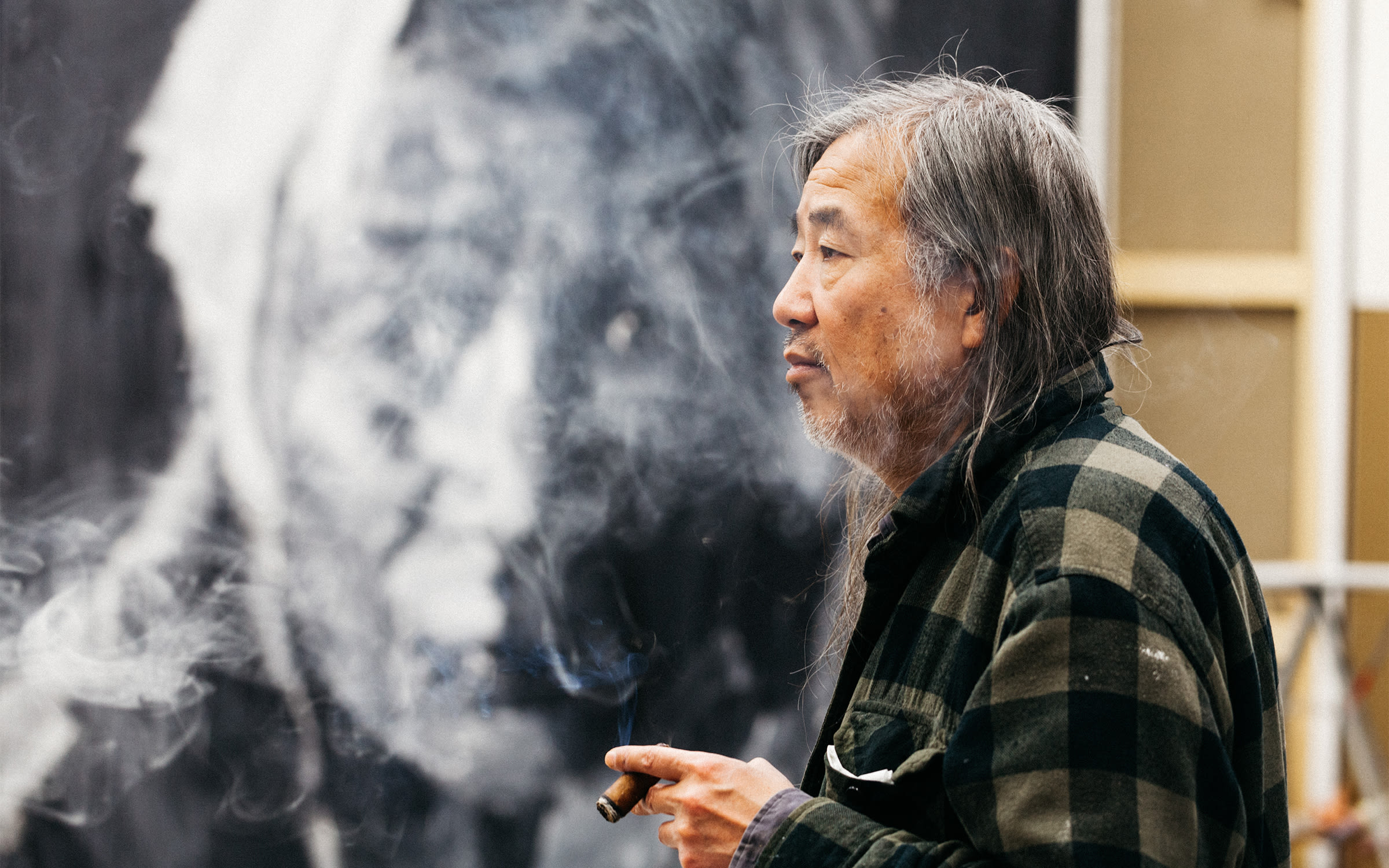Yan Pei-Ming in his Dijon studio. Photograph by Baptiste de Ville d'Avray for Paris+ par Art Basel.