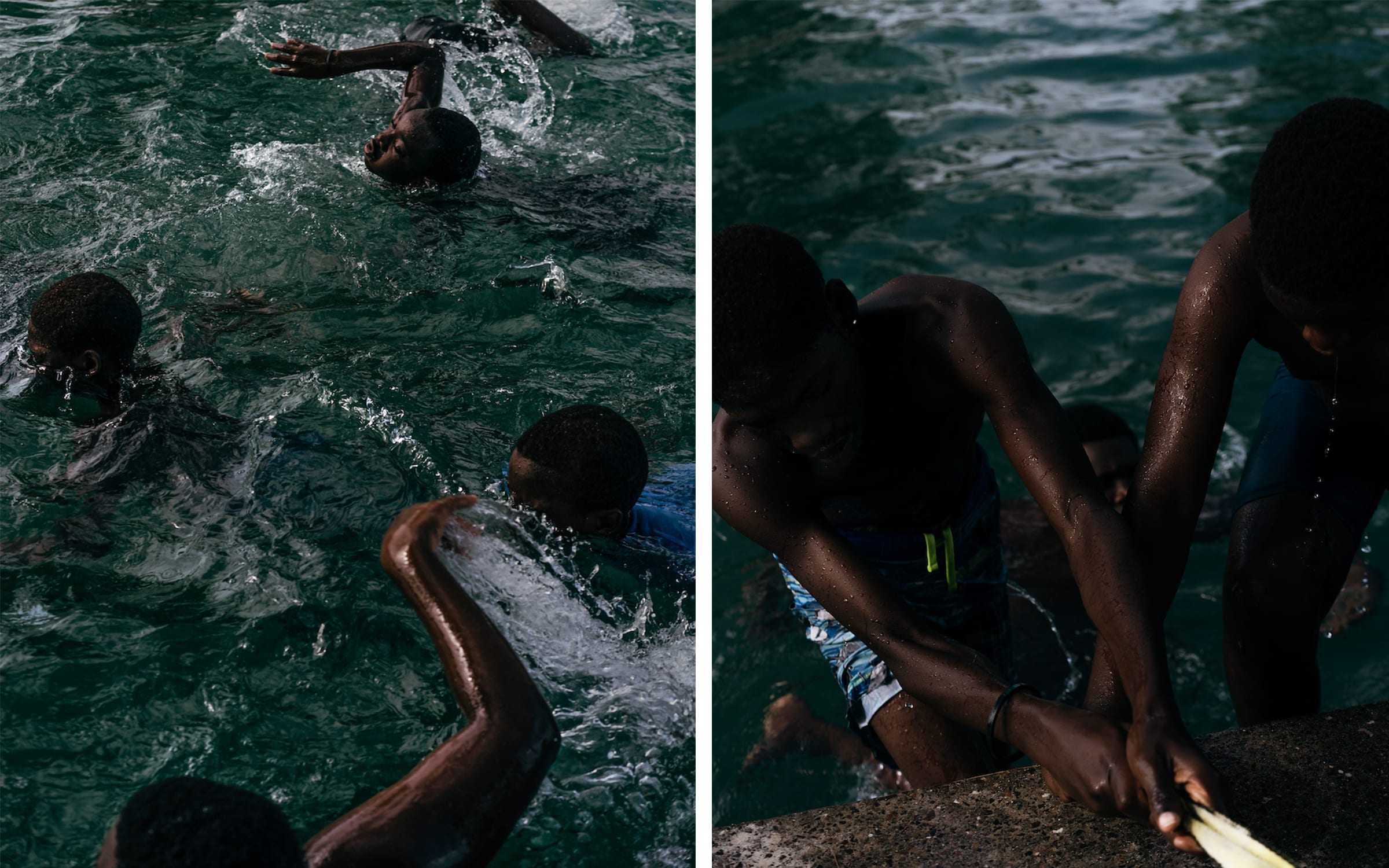 《Arawak Cay Boys, II》和《Arawak Cay Boys, III》，2021，Melissa Alcena。這位巴哈馬攝影師是TERN藝廊代理藝術家之一。圖片由藝術家和TERN藝廊提供。