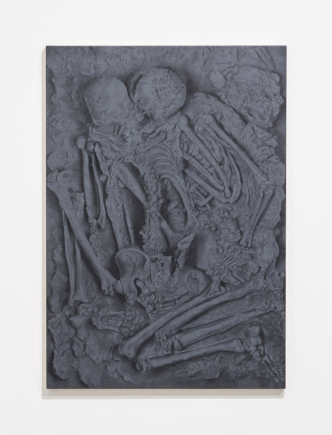 Xavier Robles de Medina, The original position of the skeletons from the double burial from Grotte des Enfants, Upper Paleolithic, Italy. c. 24000–20000 BC, 2021. Courtesy of Catinca Tabacaru, Bucharest.