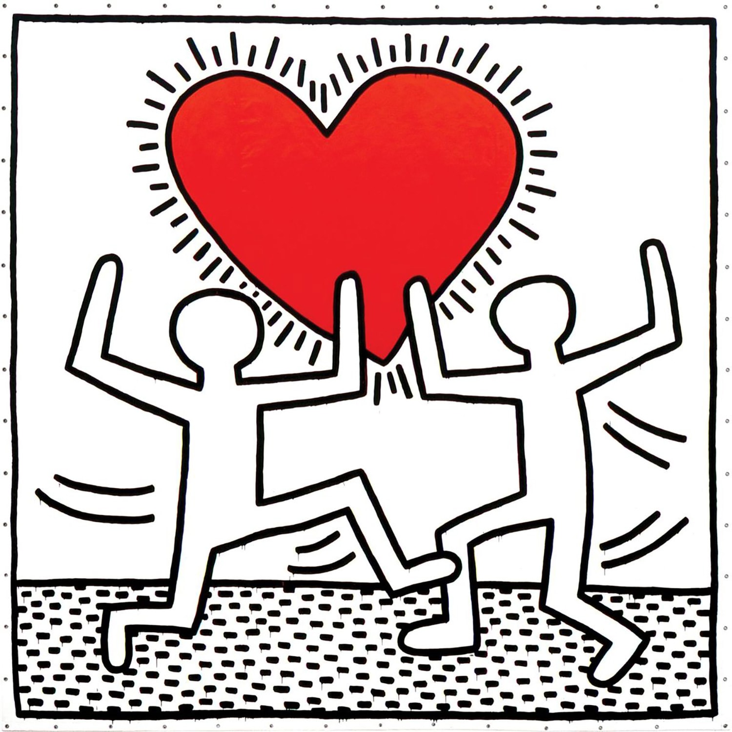 Keith Haring, Untitled, 1982. Acrylic on vinyl tarpaulin, 180 x 180 in. (4570 x 4570 cm), acquired in 1982. Courtesy of the Rubell Museum, Miami.