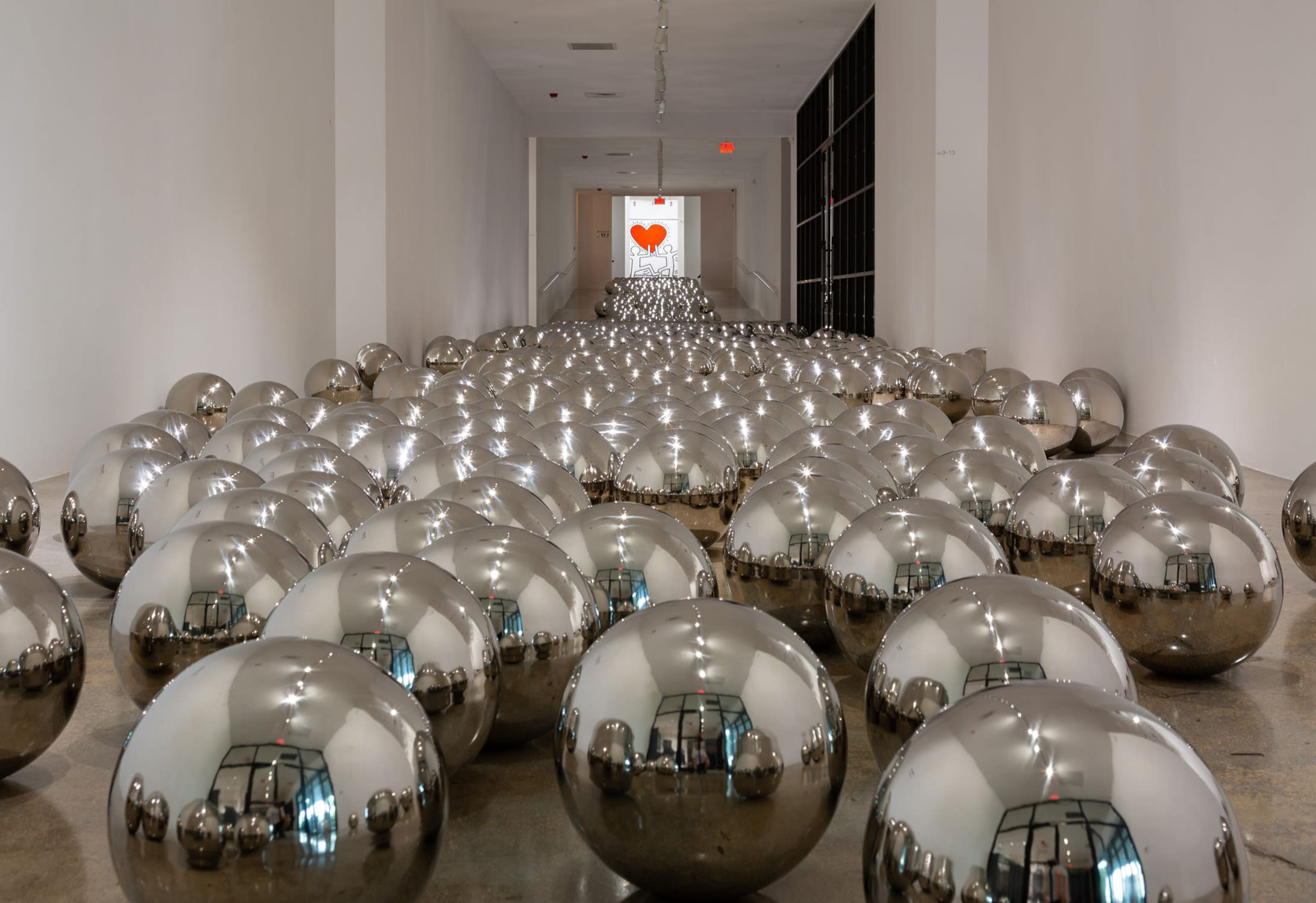 Yayoi Kusama, Narcissus Garden , 1966-. 700 stainless steel spheres, 34cm diameter each, dimensions variable, acquired in 2019. Courtesy of the Rubell Museum, Miami.