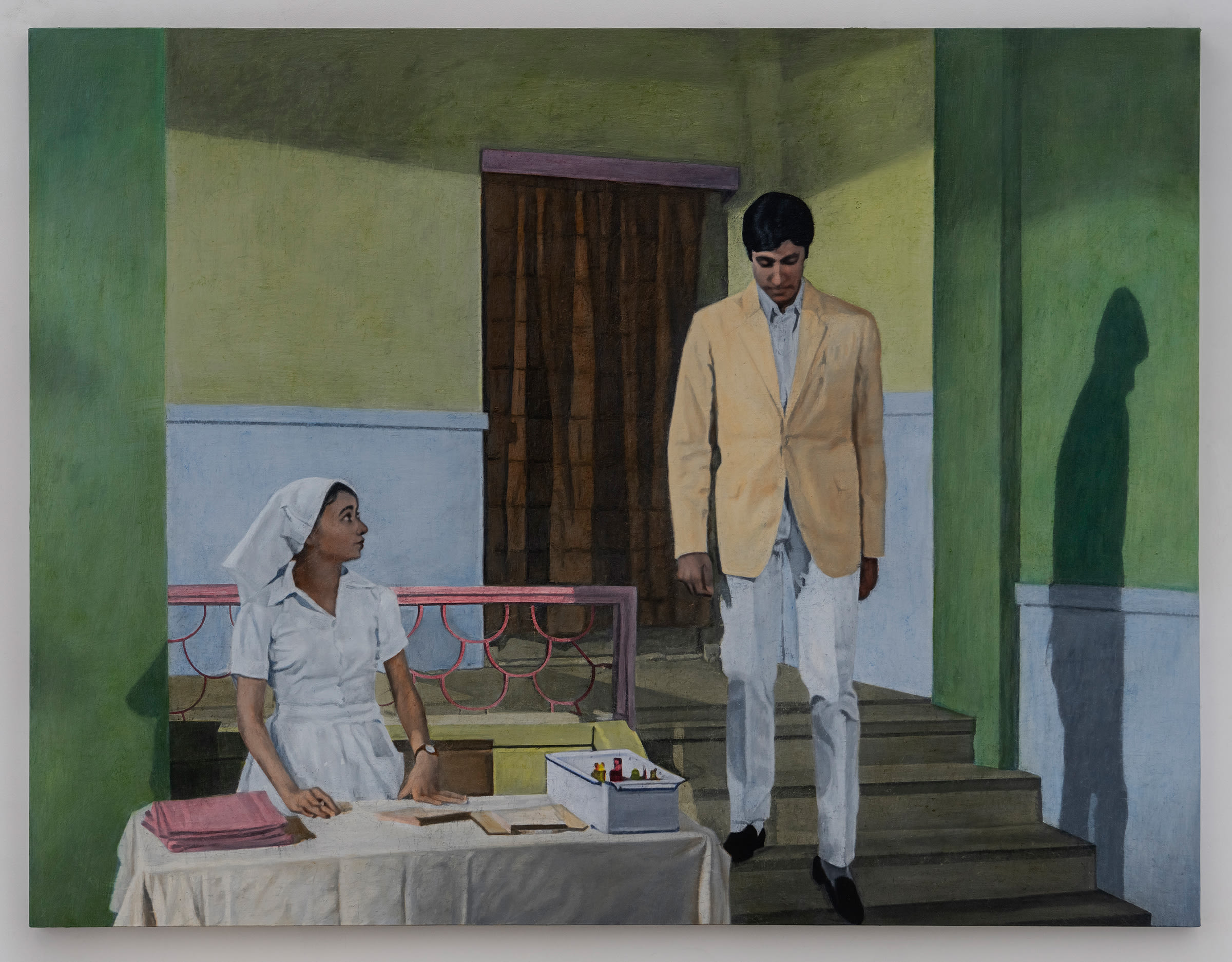 Atul Dodiya, Dr. Banerjee in Dr. Kulkarni's Nursing Home, 2020-22. Courtesy of the artist and Chemould Prescott Road.