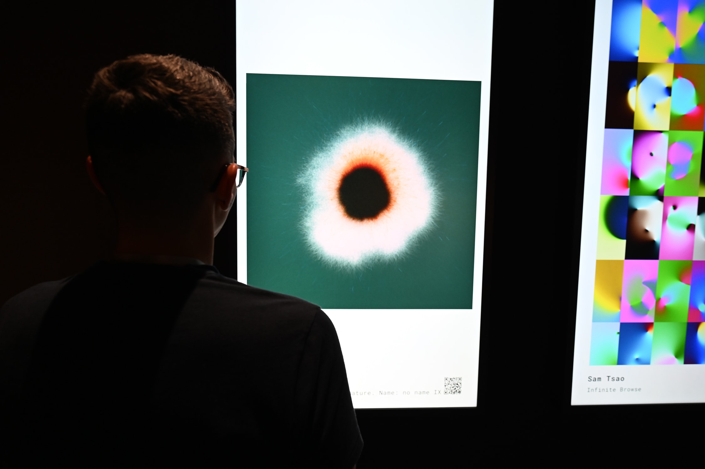 Installation view of the Tezos exhibition at Art Basel, 2022