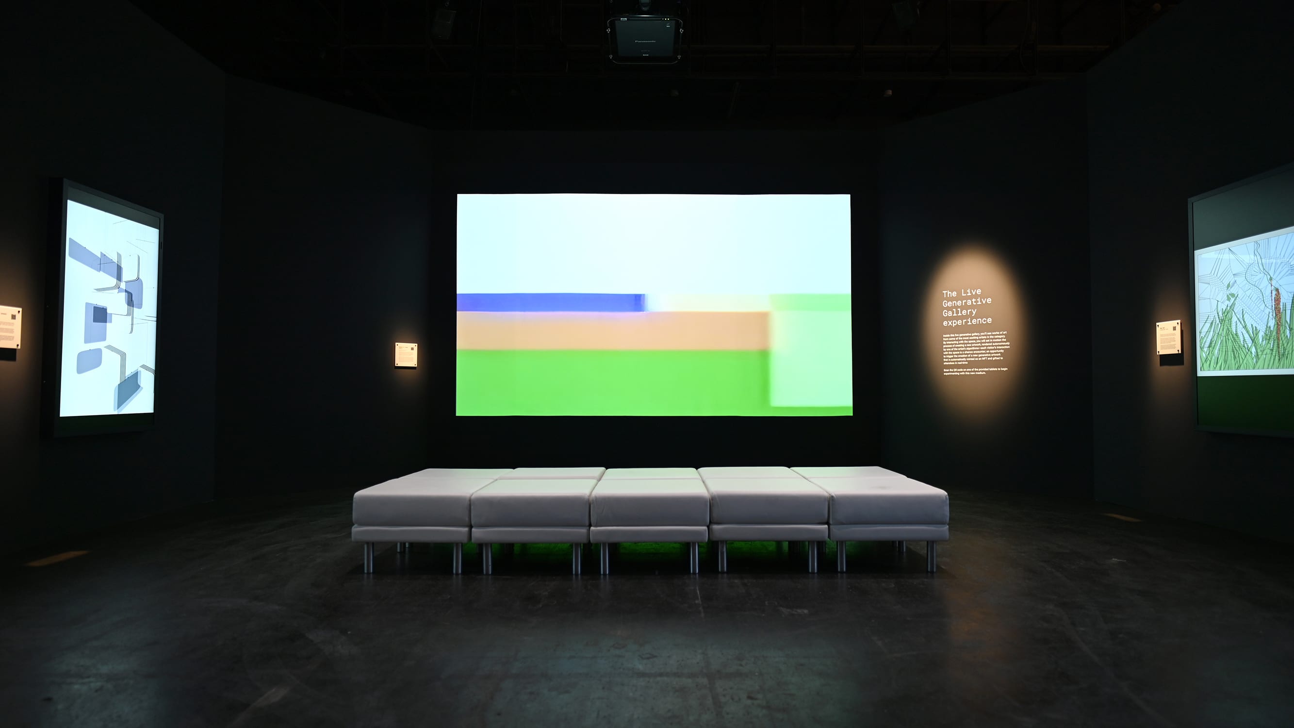 Installation view of the Tezos exhibition at Art Basel, 2022