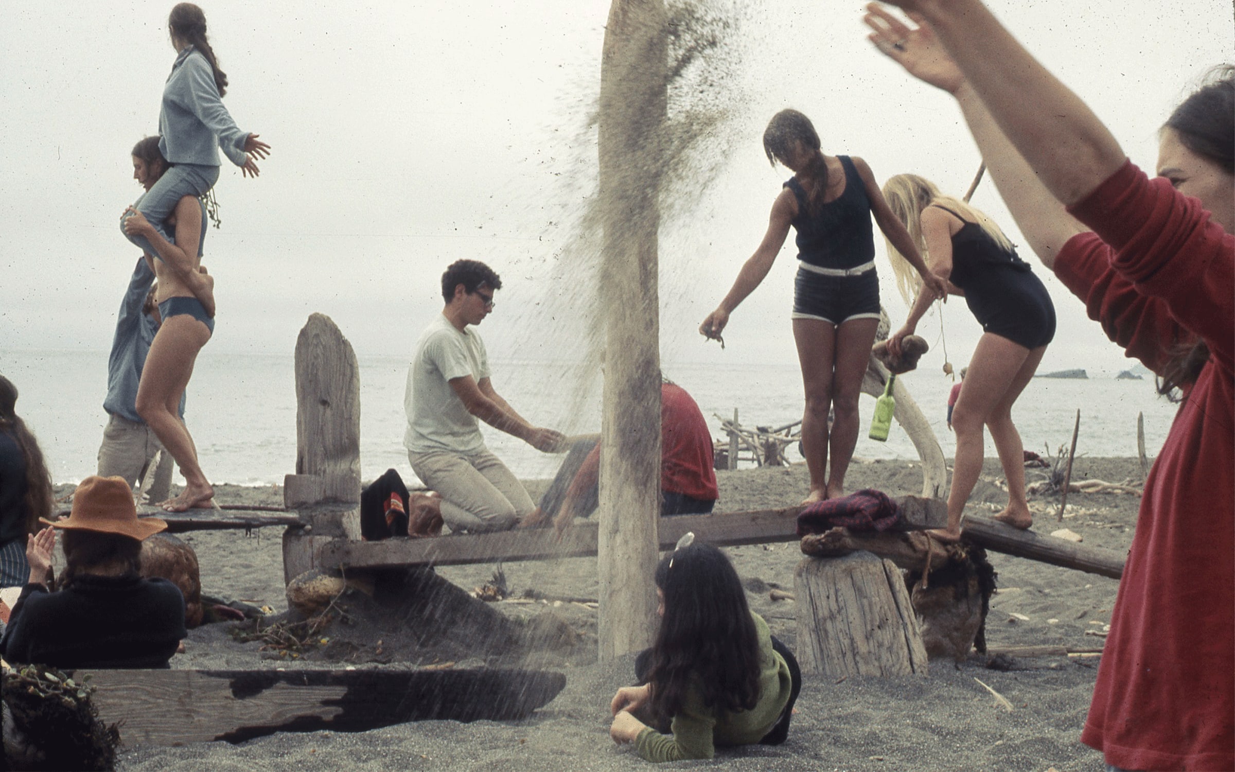 Anna Halprin (American, 1920–2021), Lawrence Halprin (American, 1916–2009). Experiments in Environment Workshops, 1966–71. Participants in the Sea Ranch Driftwood Village Rebuilt event, Sea Ranch, California. 1968. University of Pennsylvania. The Architectural Archives. Lawrence Halprin Collection