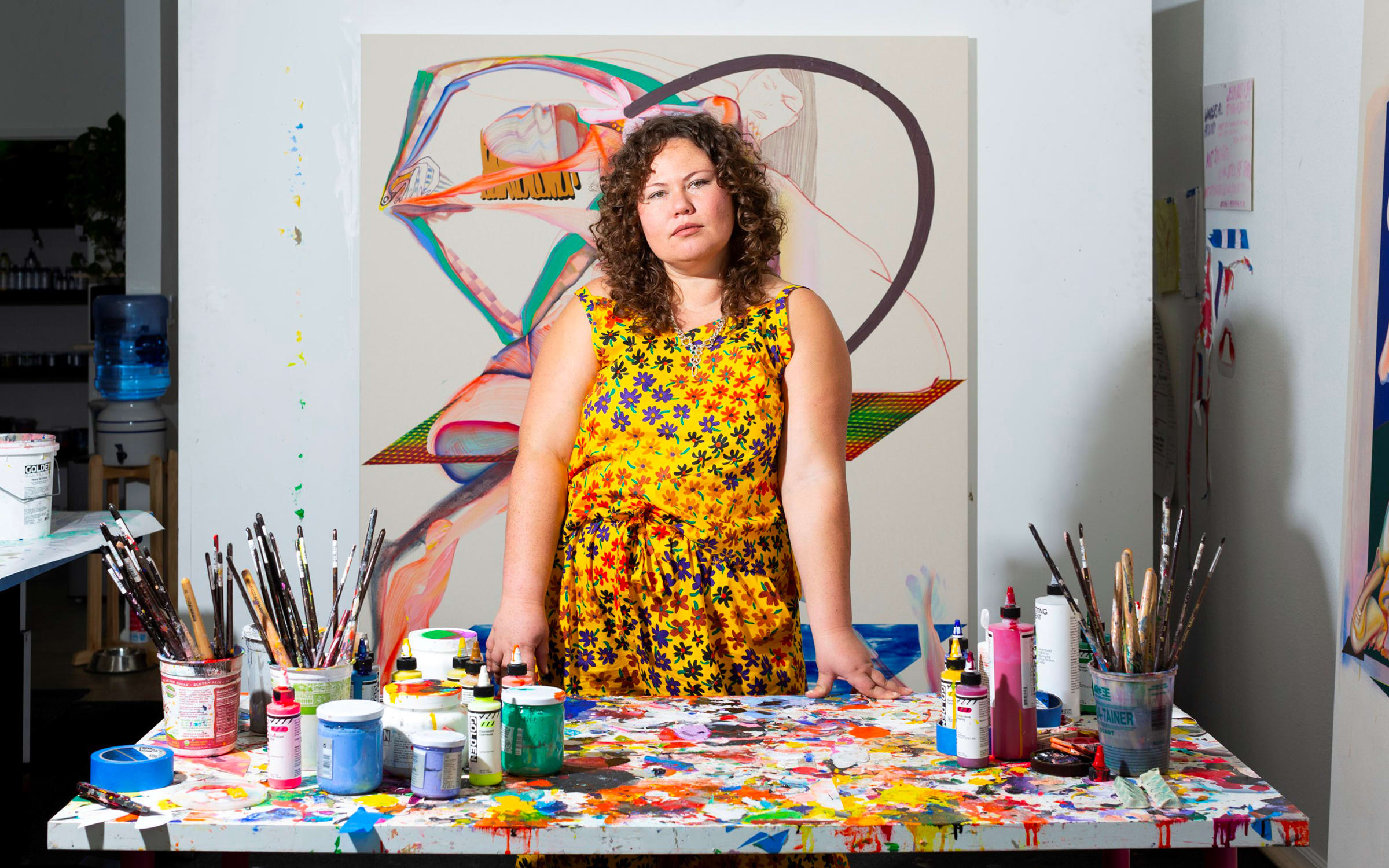 Christina Quarles in her studio. Photograph by Iona Szwarc, 2021.