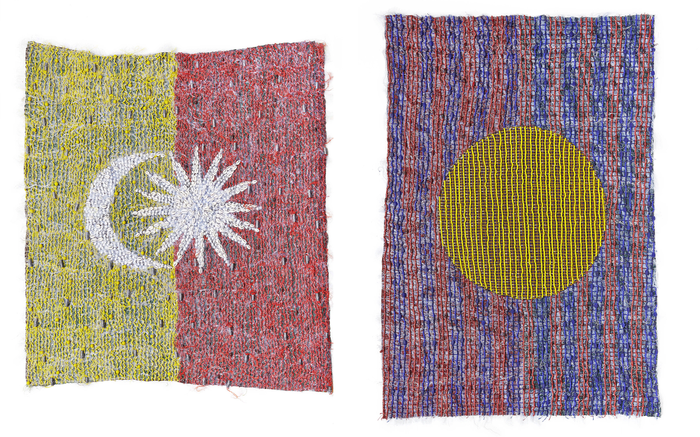 Left and right: Jakkai Siributr, The Outlaw’s Flag (details), 2017. Courtesy of the artist and Flowers Gallery.
