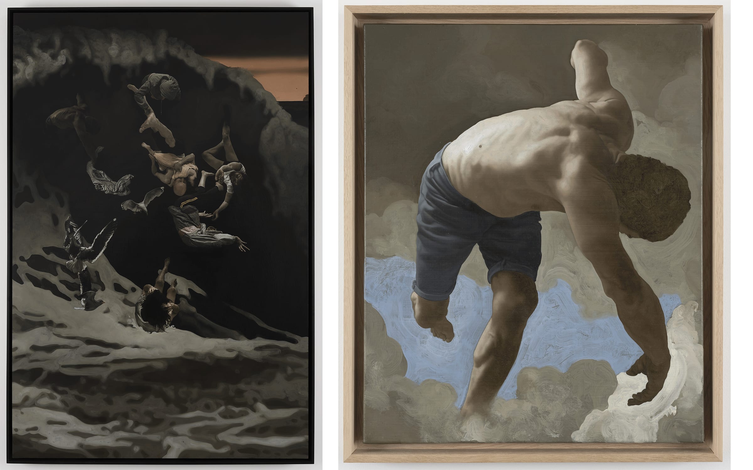 Œuvres de Guillaume Bresson, 2023. Avec l’aimable autorisation de l’artiste et de Galerie Nathalie Obadia. Gauche : Sans titre. Droite : Sans titre.
