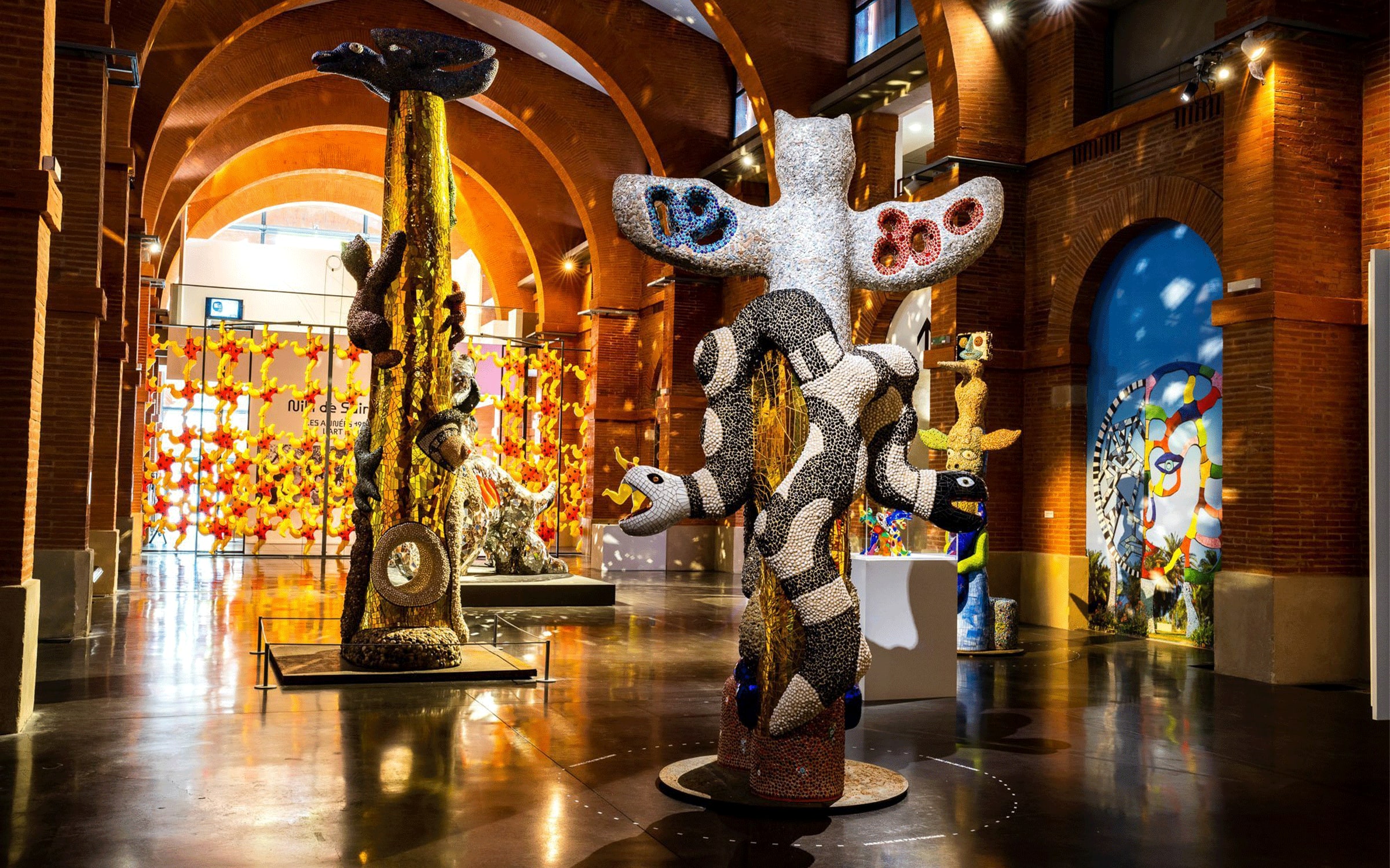 Installation view of Niki de Saint Phalle’s exhibition ‘The 1980s and 1990s: Art Running Free’ at Les Abattoirs, Musée – Frac Occitanie, Toulouse, 2023. Photograph by Boris Conte. Courtesy of Niki Charitable Art Foundation and ADAGP Paris.