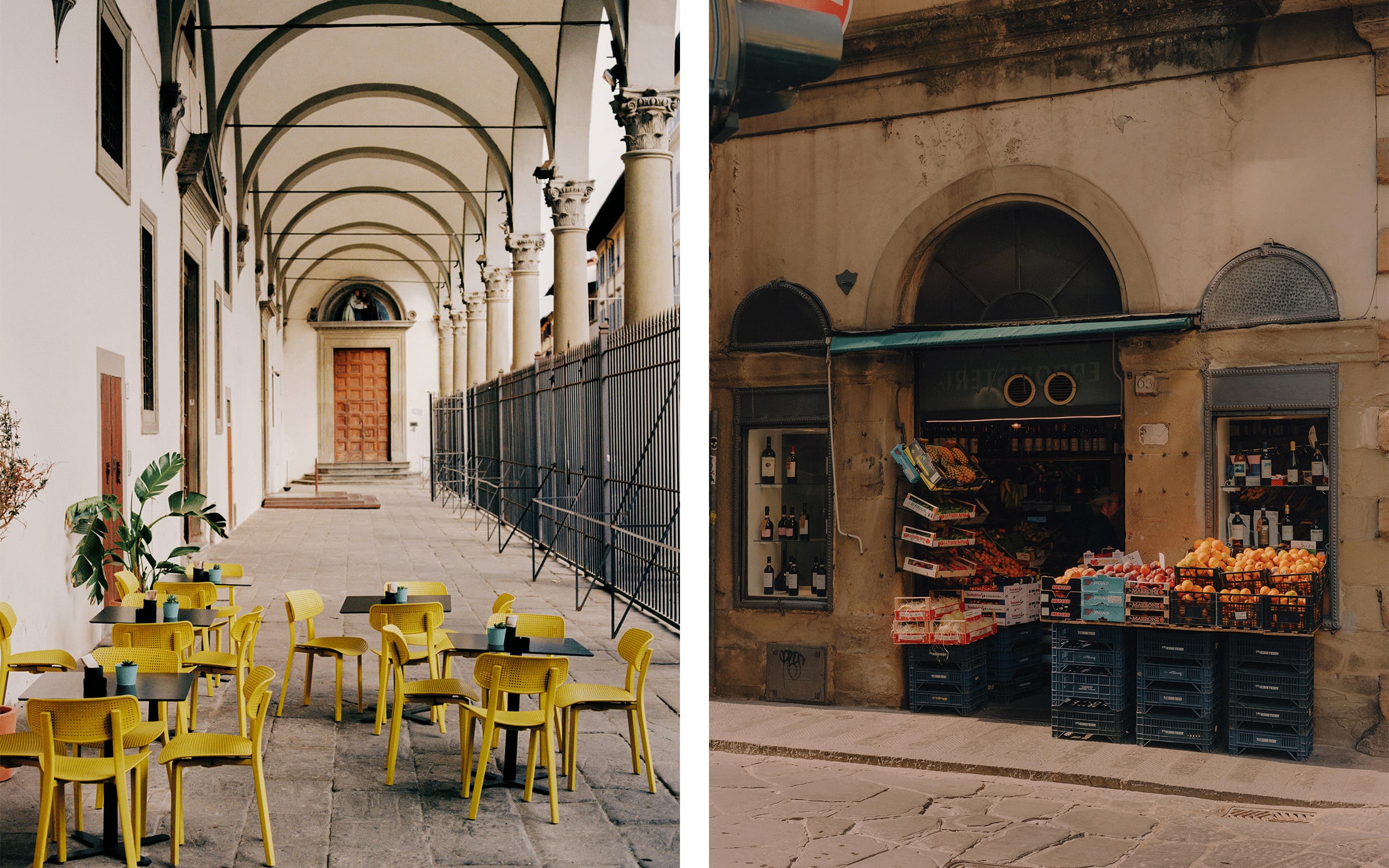 Left: Museo Novecento. Right: Florence street scene. Photographs by Julius Hirtzberger for Art Basel.