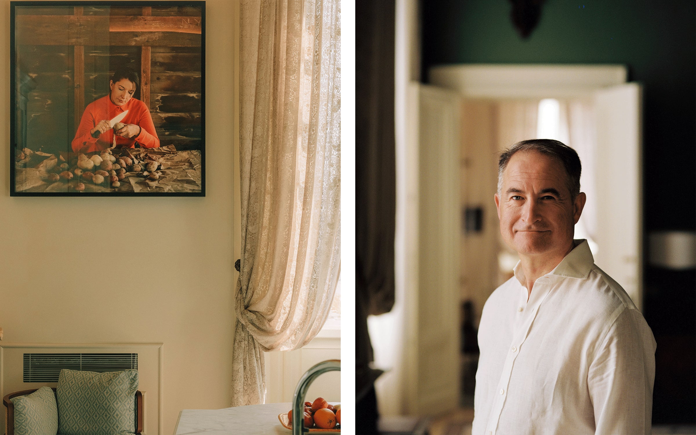 Christian Levett and a detail of his home. Photographs by Julius Hirtzberger for Art Basel.