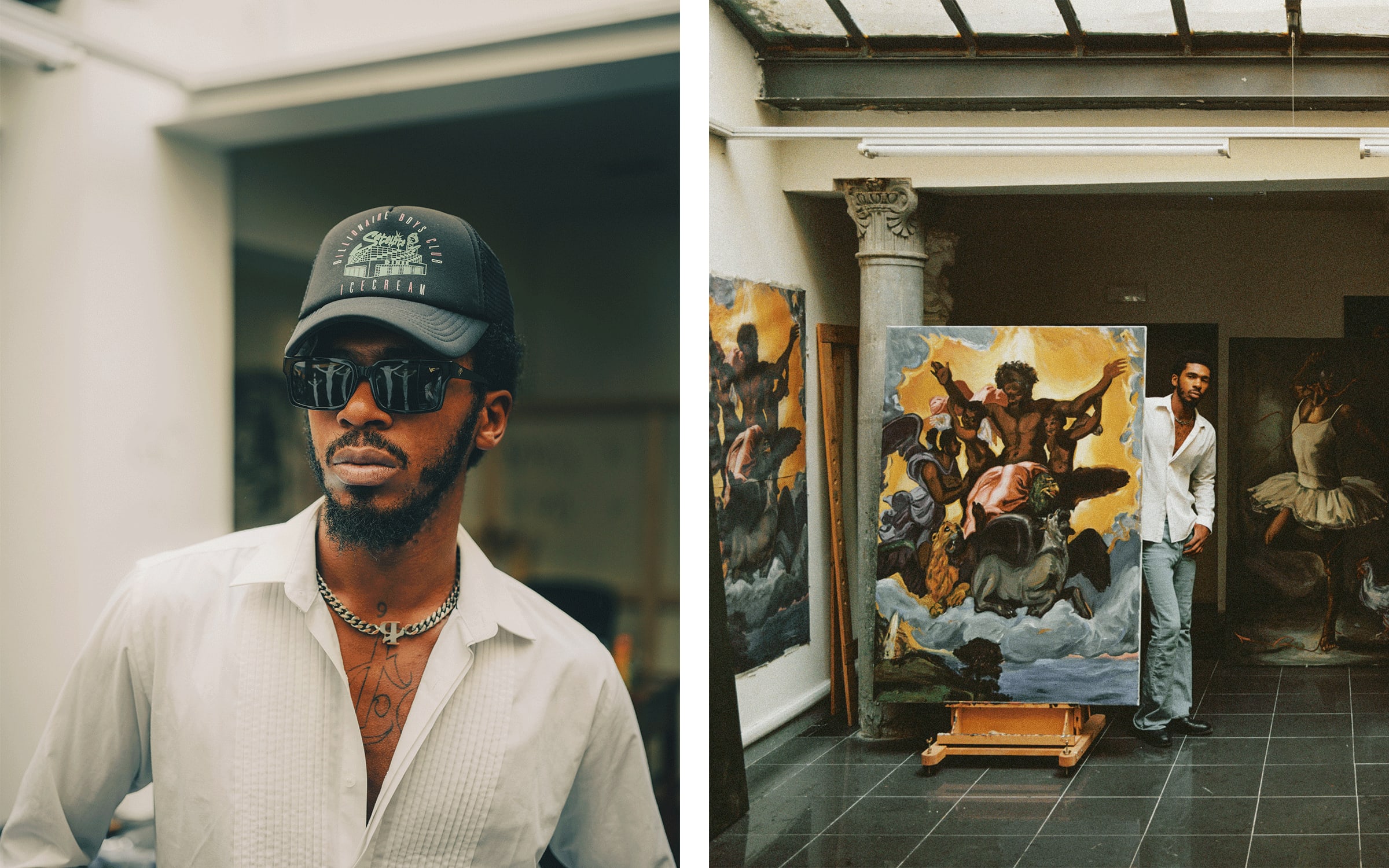 Artist Thelonious Stokes in his studio. Photographs by Julius Hirtzberger for Art Basel.