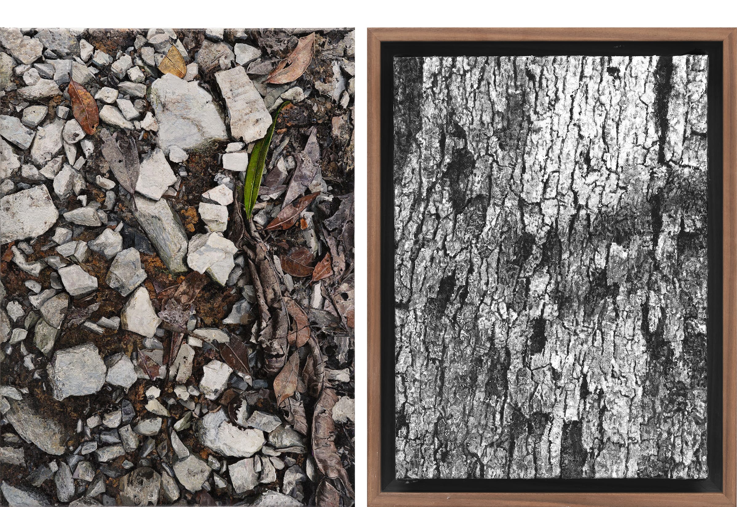 Left: Haley Mellin, 'Cerro Amay,' 2024. Photograph by Thomas Barratt, Courtesy Hauser & Wirth. Right: Haley Mellin, 'CT15.4646N,90.7794W,' 2022.