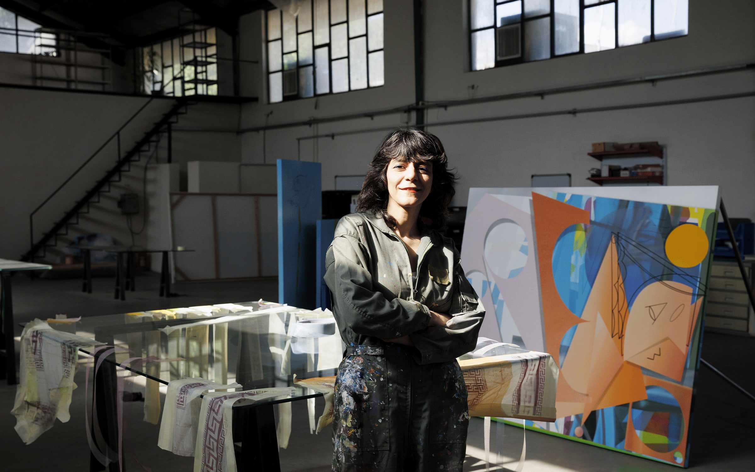 Hoda Kashiha in her studio, 2023. Photograph by Matin Jameie. Courtesy of the artist.