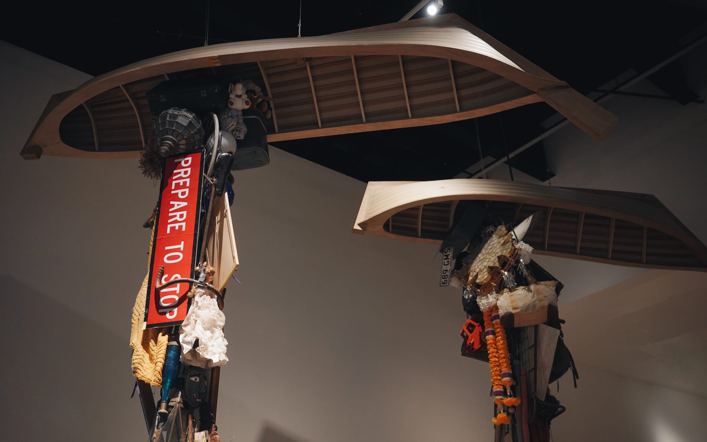 Isabel and Alfredo Aquilizan, Pillars: Project Another Country (2018–2023). Installation view of 'Somewhere, Elsewhere, Nowhere' in Museum MACAN, 2023. Courtesy of Museum MACAN.