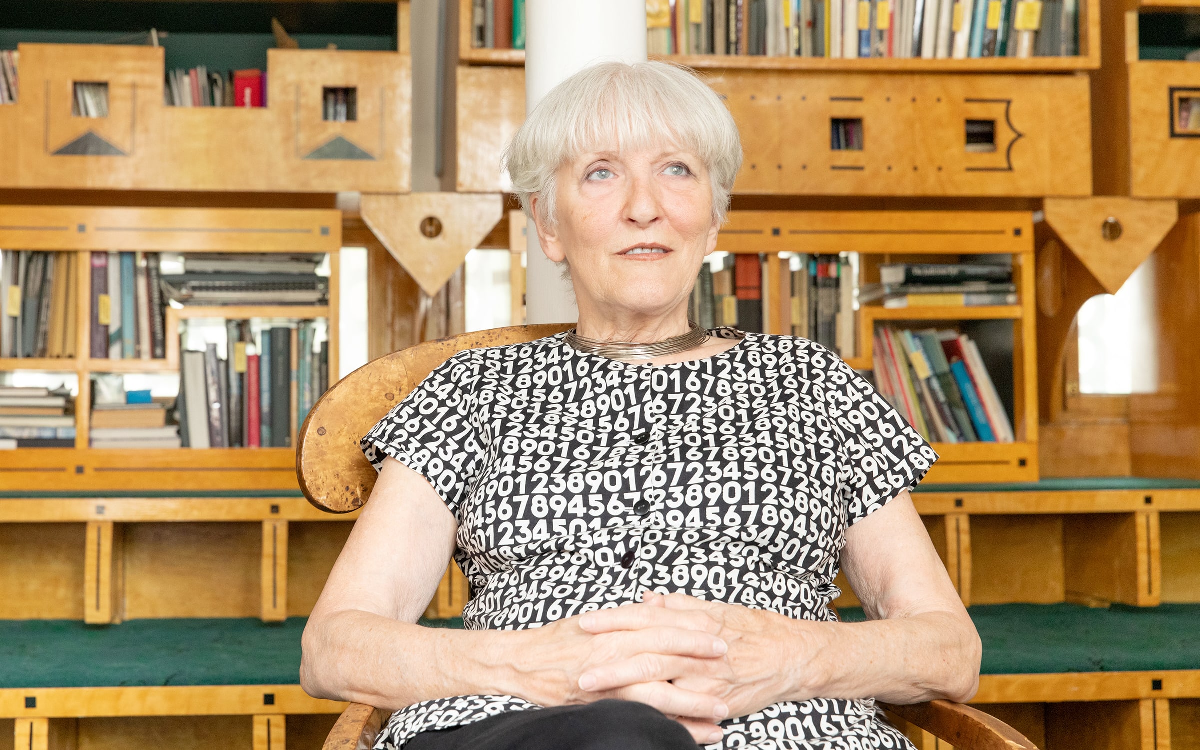 Madelon Vriesendorp at The Cosmic House. Photograph by Giulio Sheaves. Courtesy of the Jencks Foundation.