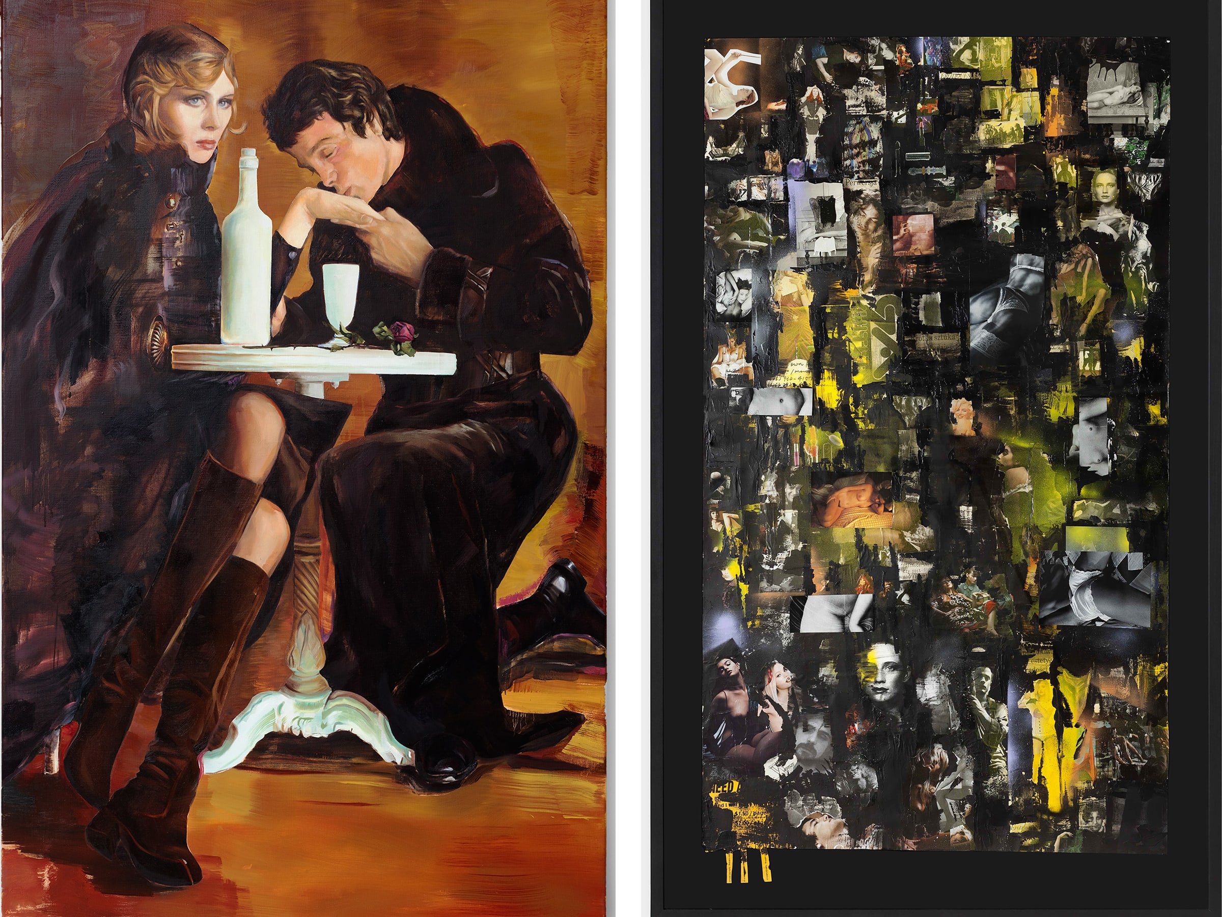 Works by Paulina Olowska. Left: Seductress, 2020. Right: The Time of Culture, 2014.