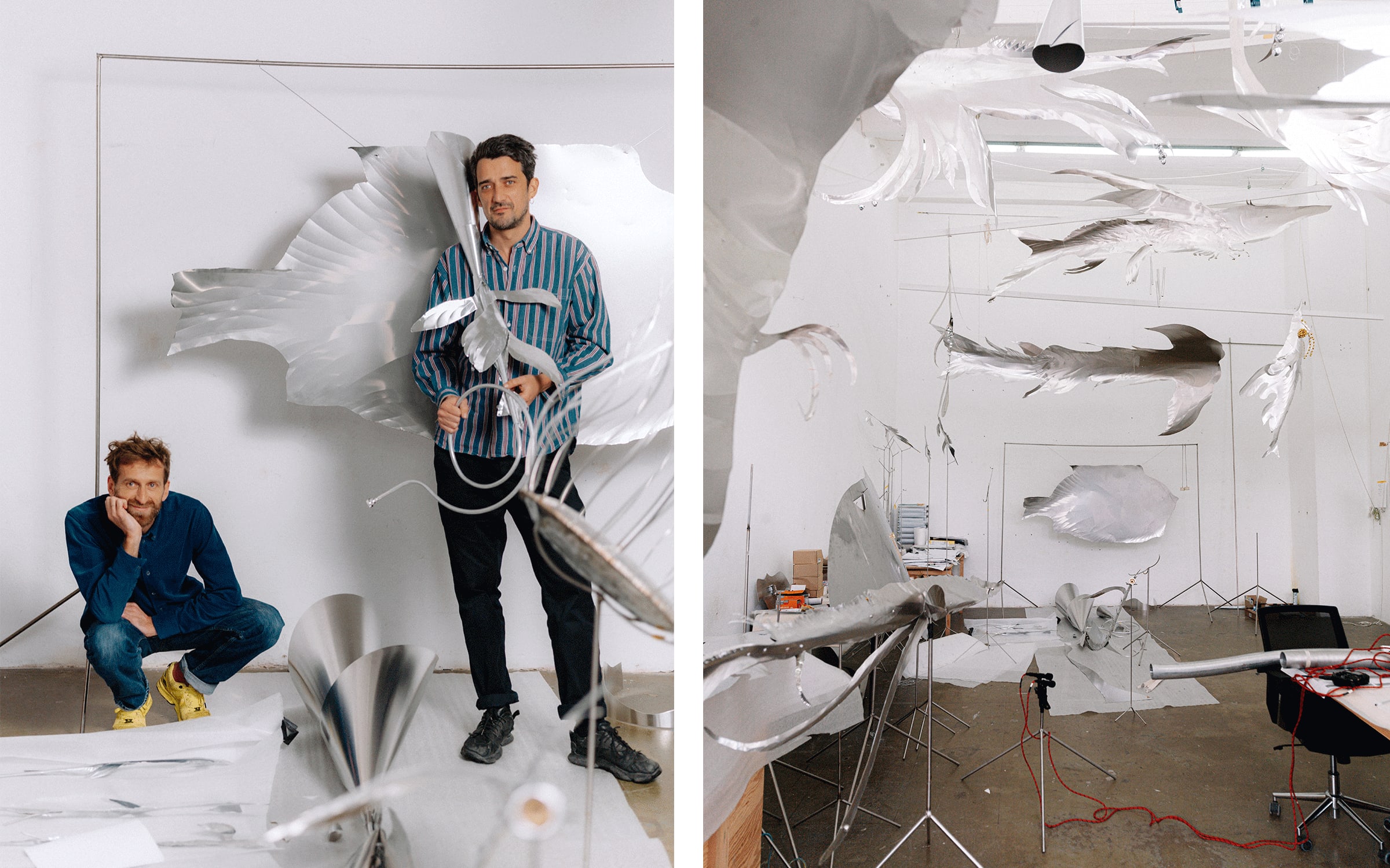 In the studio of Petrit Halilaj and Álvaro Urbano, spring 2023. Courtesy of the artists, TBA21–Academy, and Audemars Piguet.