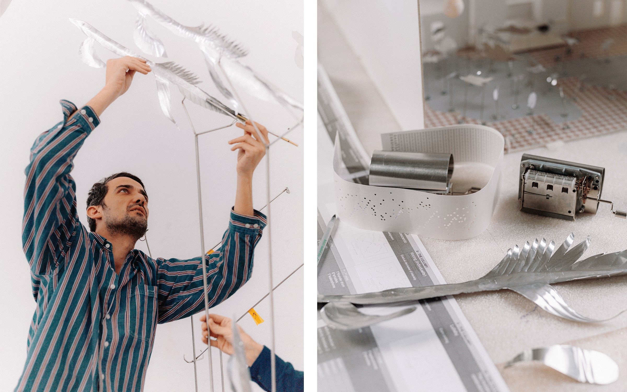 In the studio of Petrit Halilaj and Álvaro Urbano, spring 2023. Courtesy of the artists, TBA21–Academy, and Audemars Piguet.