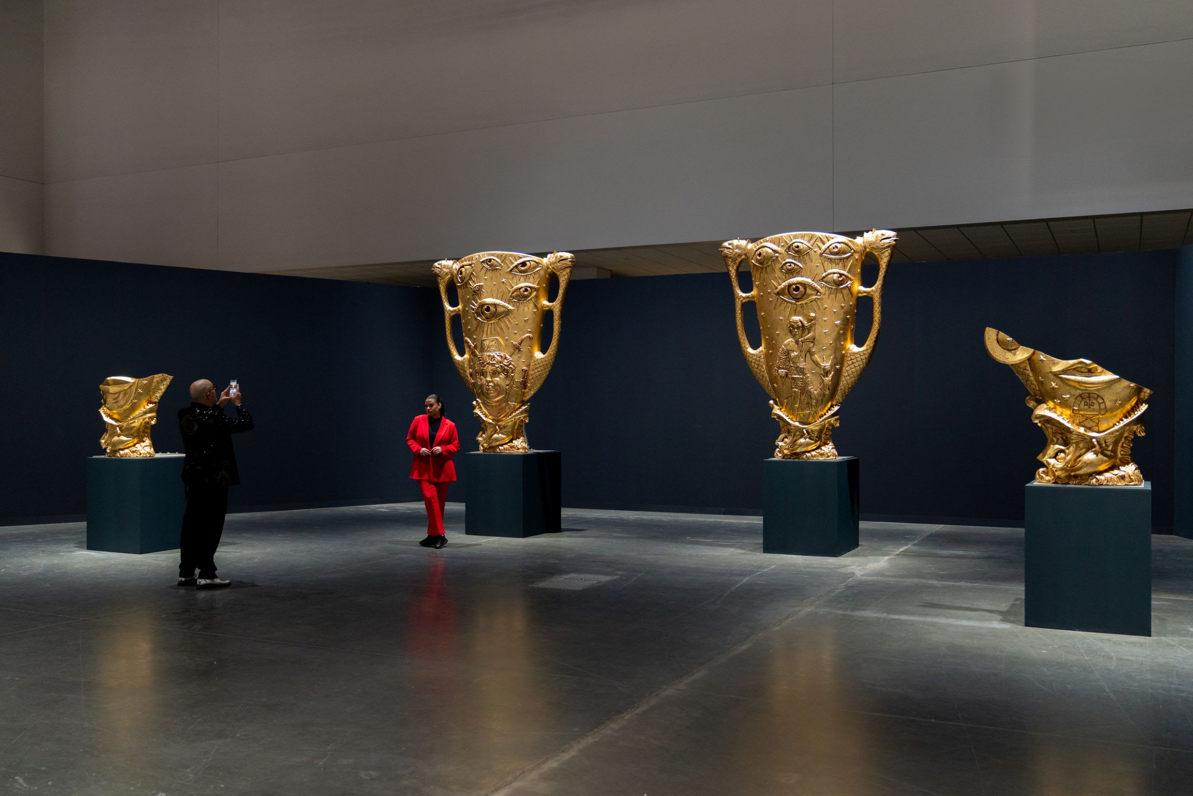 Hew Locke's monumental sculptures in Meridians, presented by Almine Rech.