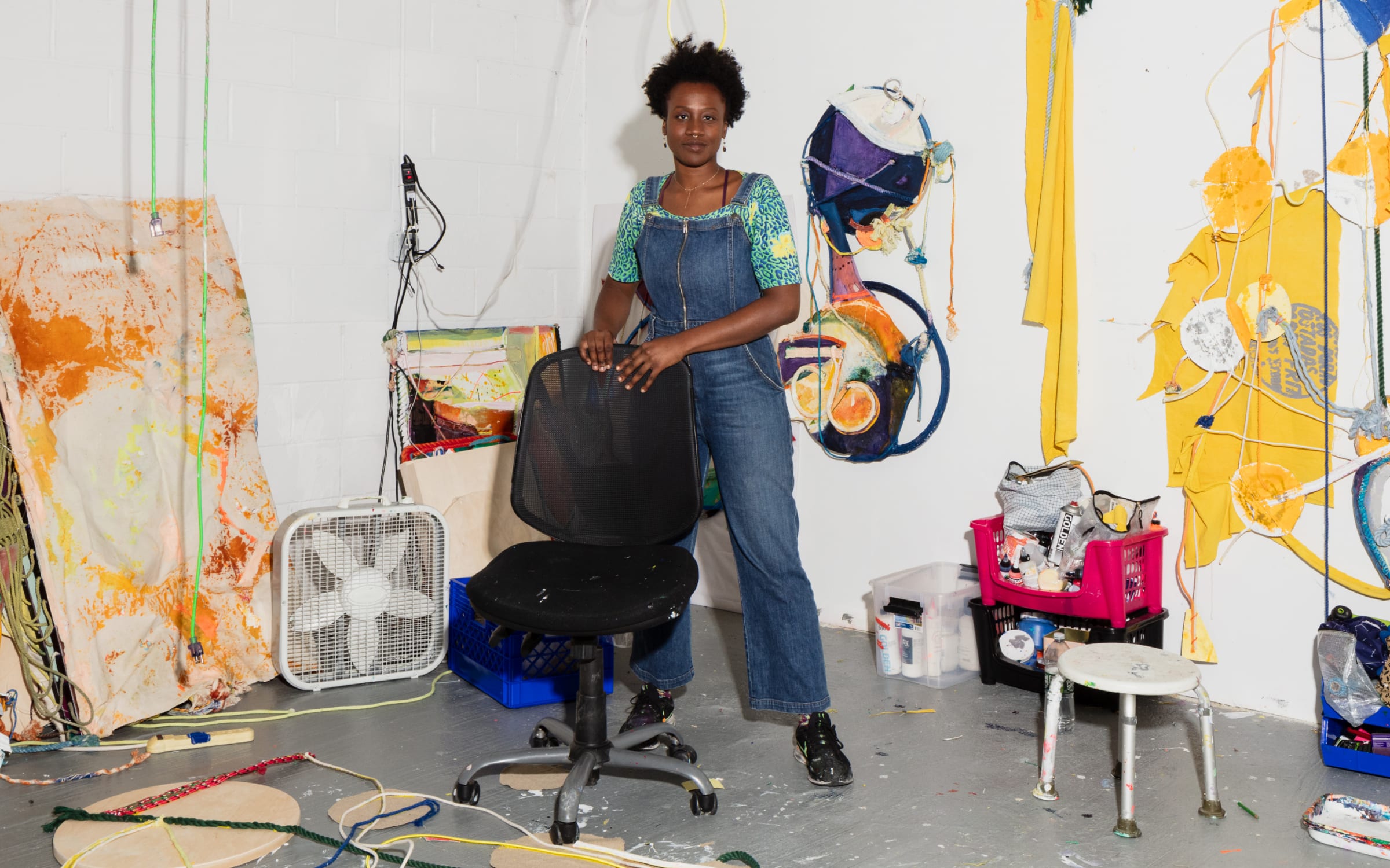 Portrait of Rachel Eulena Williams in her studio in Brooklyn, New York, 2019 Photo by Nicholas Calcott.
