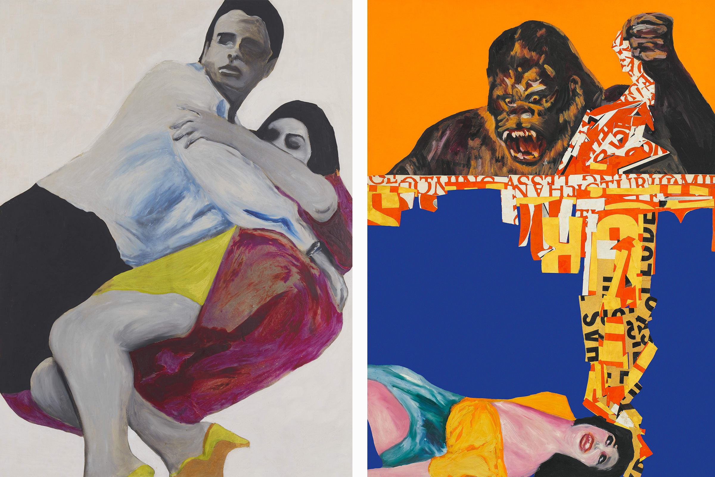 Left: Discovered, 1963. Right: The Dream, 1963. Both artworks by Rosalyn Drexler. Courtesy the artist and Garth Greenan Gallery, New York