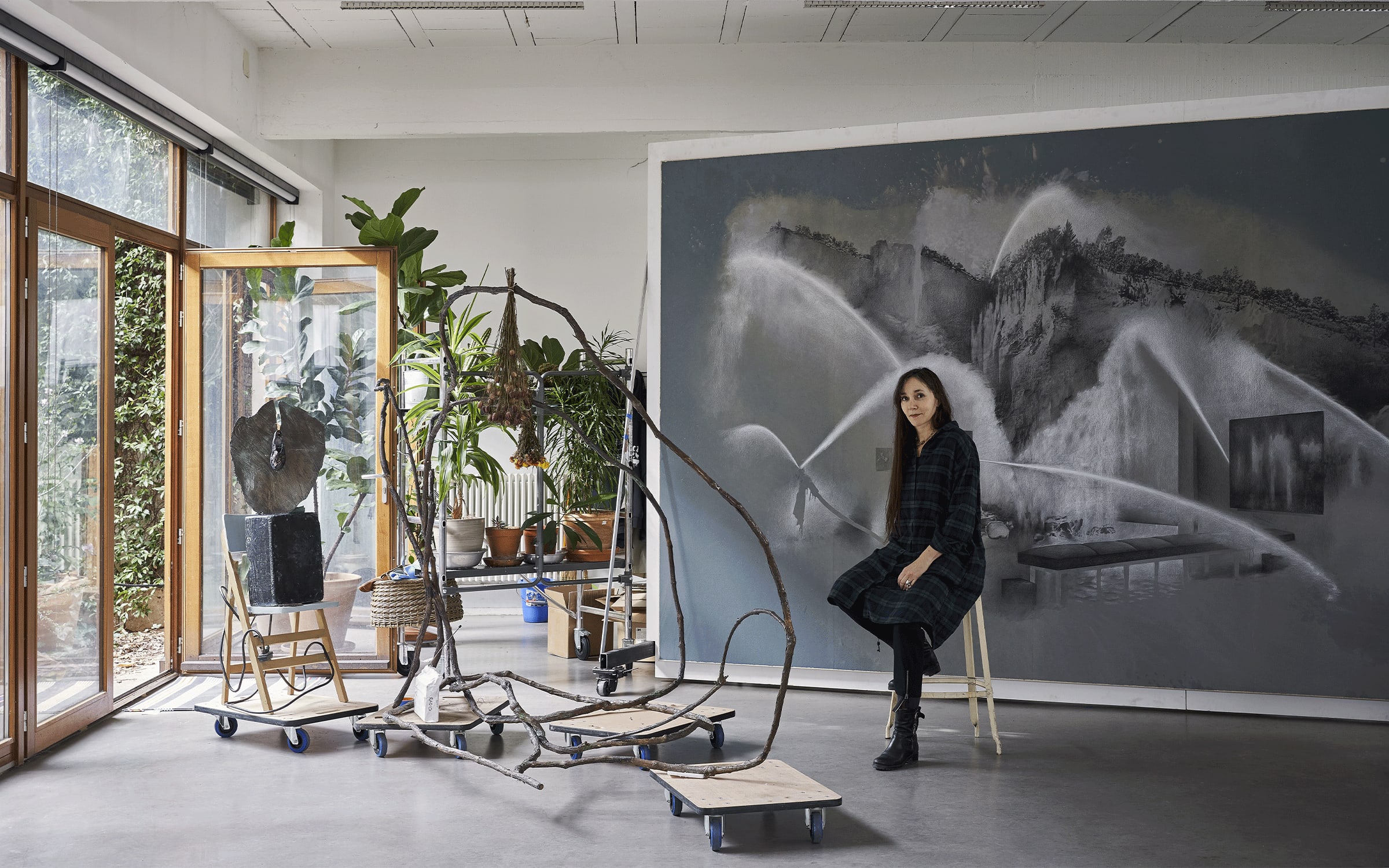 Tatiana Trouvé in her studio in Montreuil. Photograph by Thomas Lannes.