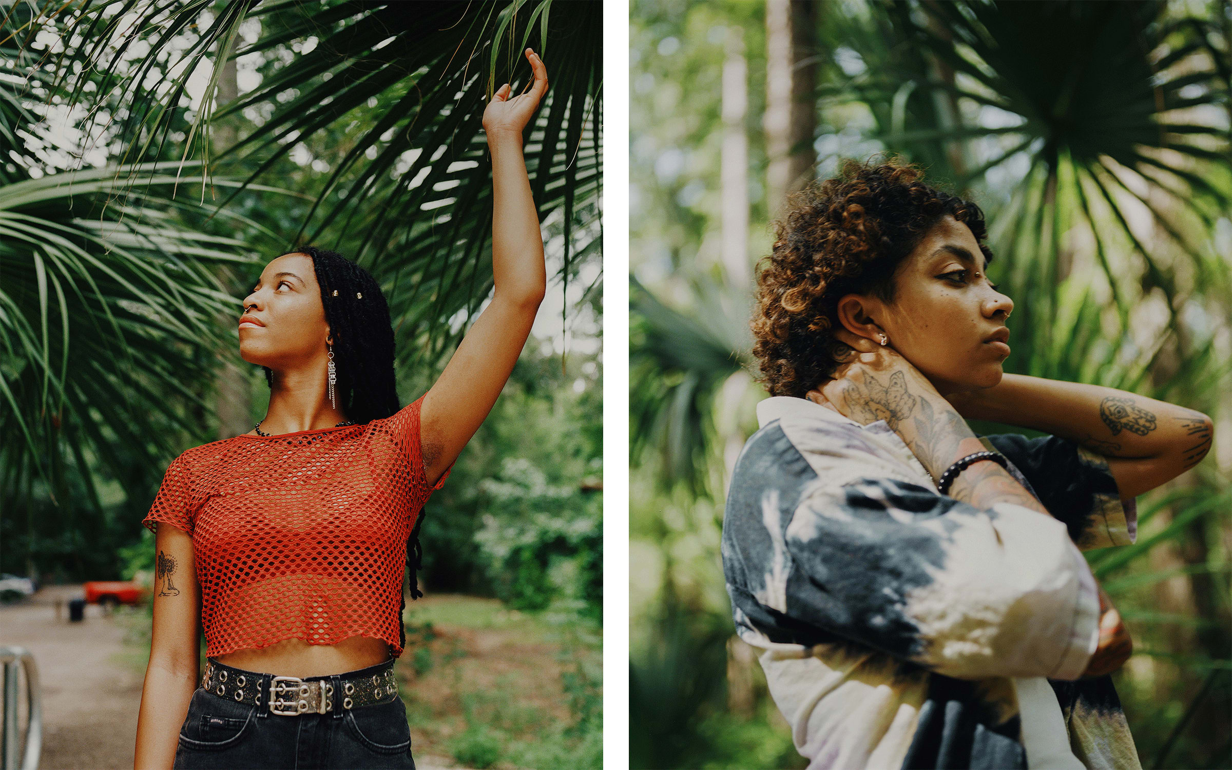 Photographs by Texas Isaiah for Atmos, 2022. Courtesy of the artist and Residency Art Gallery. Left: Autumn. Right: Lani.