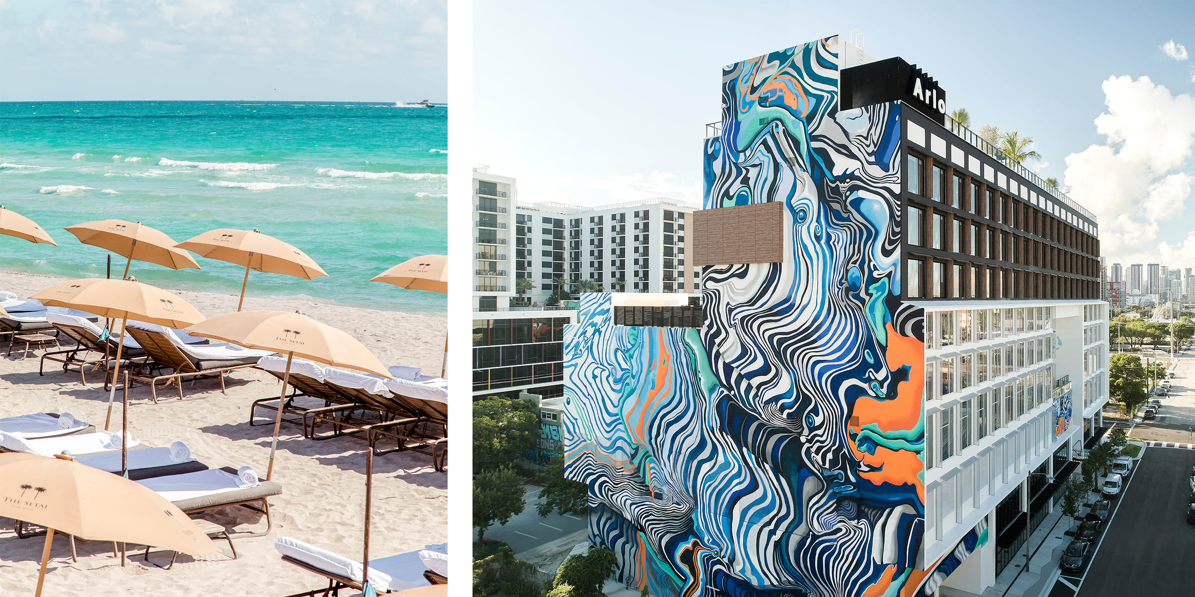 Left: Courtesy of The Setai. Right: Courtesy of Arlo Wynwood.