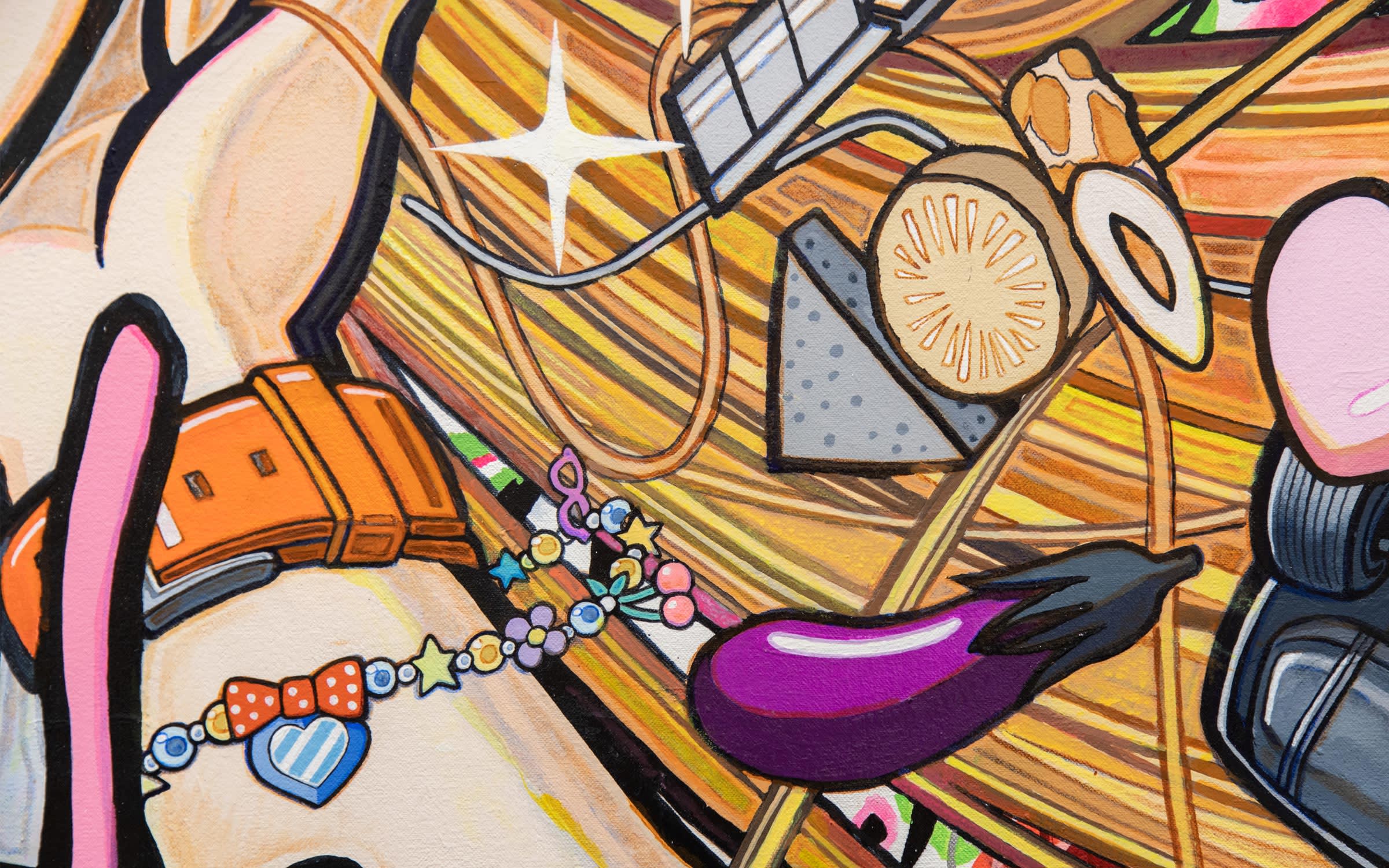 A detail from Goin To A Go-go!!, 2014, by Japanese artist Mr., on view at Kaikai Kiki Gallery, during Art Basel Hong Kong 2019.