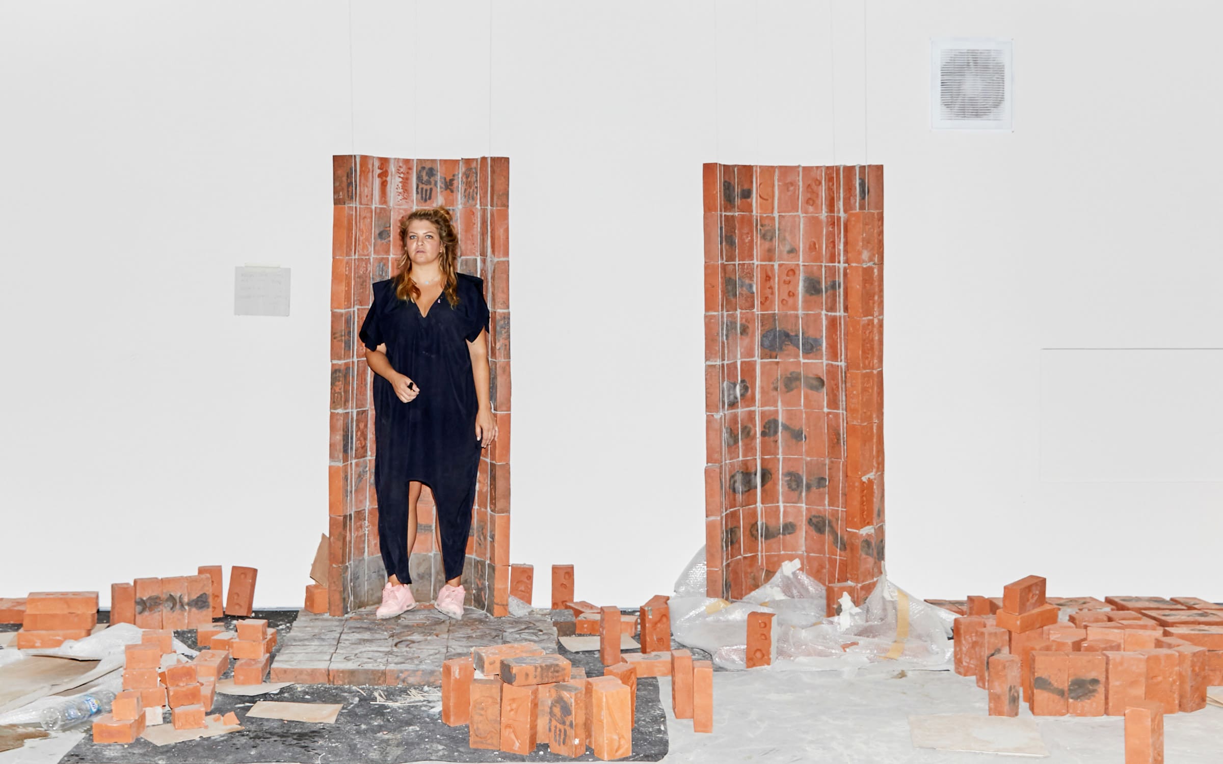 Mariechen Danz during the installation of her work for the 16th Istanbul Biennial. Photo by Ali Yavuz Ata for Art Basel. 