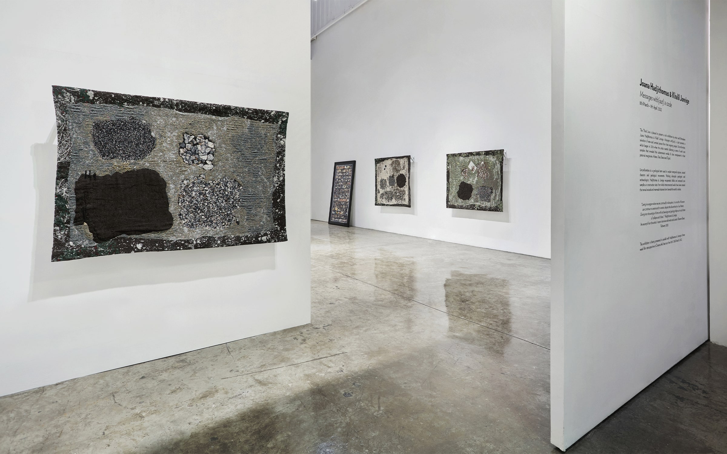 Installation view of Joana Hadjithomas & Khalil Joreige’s exhibition ‘Messages with(out) a code’, The Third Line, Dubai, 2022. Courtesy of the artists and Third Line.