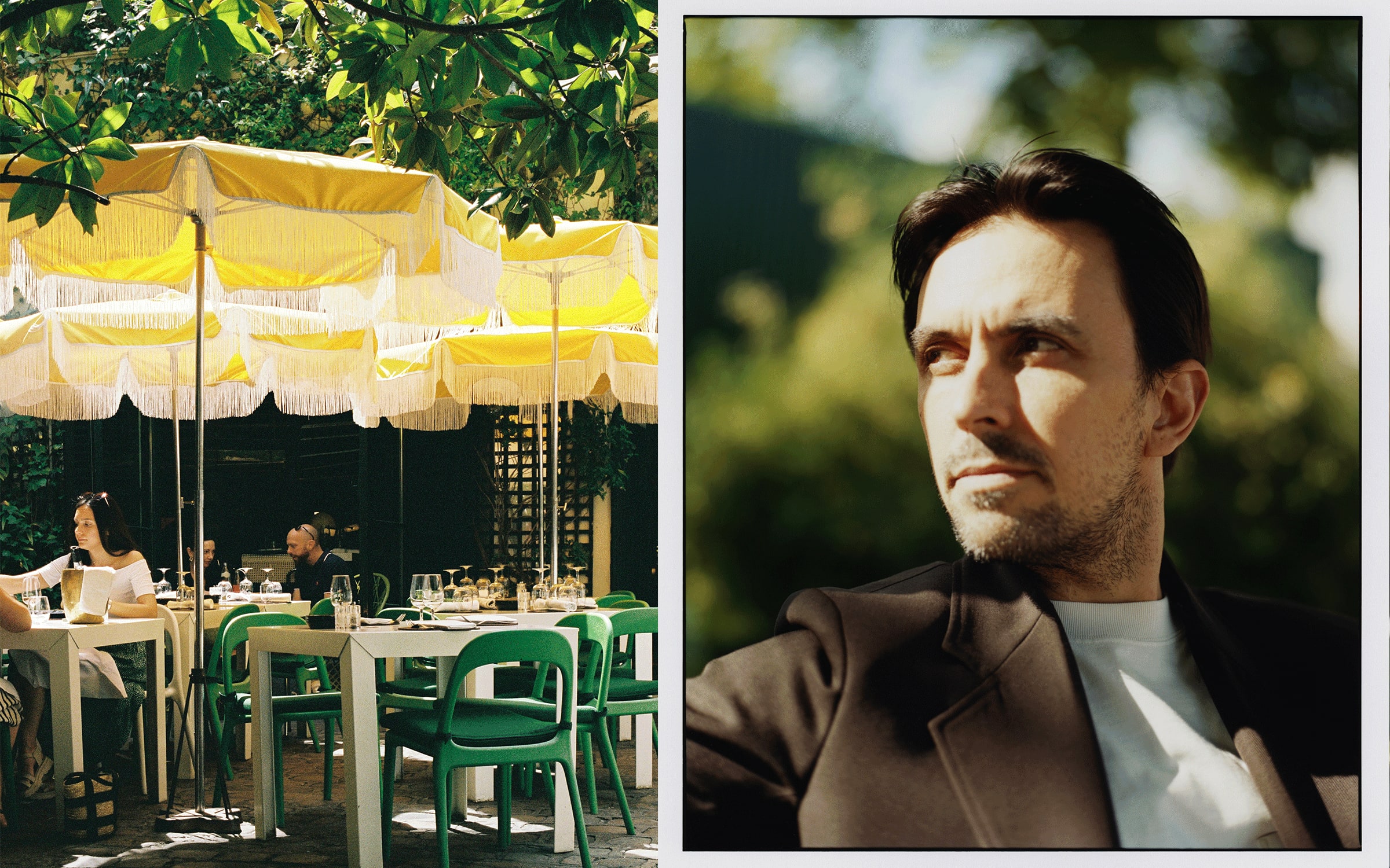 Left: Le 404, rue des Gravilliers. Right: Clément Delépine, director of Paris+ par Art Basel, Champ de Mars, Paris, 2023. Photograph by Bettina Pittaluga for Art Basel.