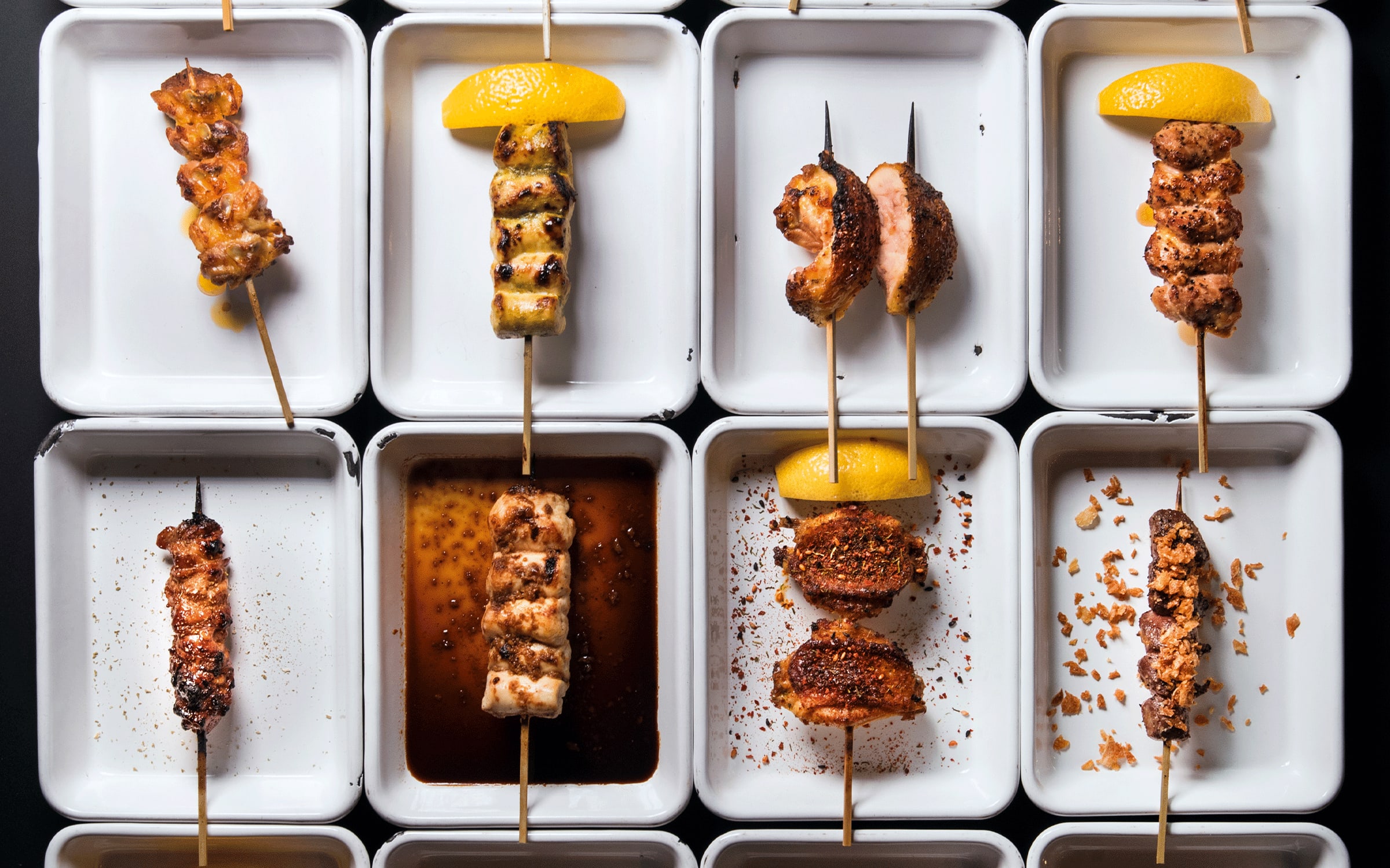 Assorted yakitori at Yardbird. © Yardbird
