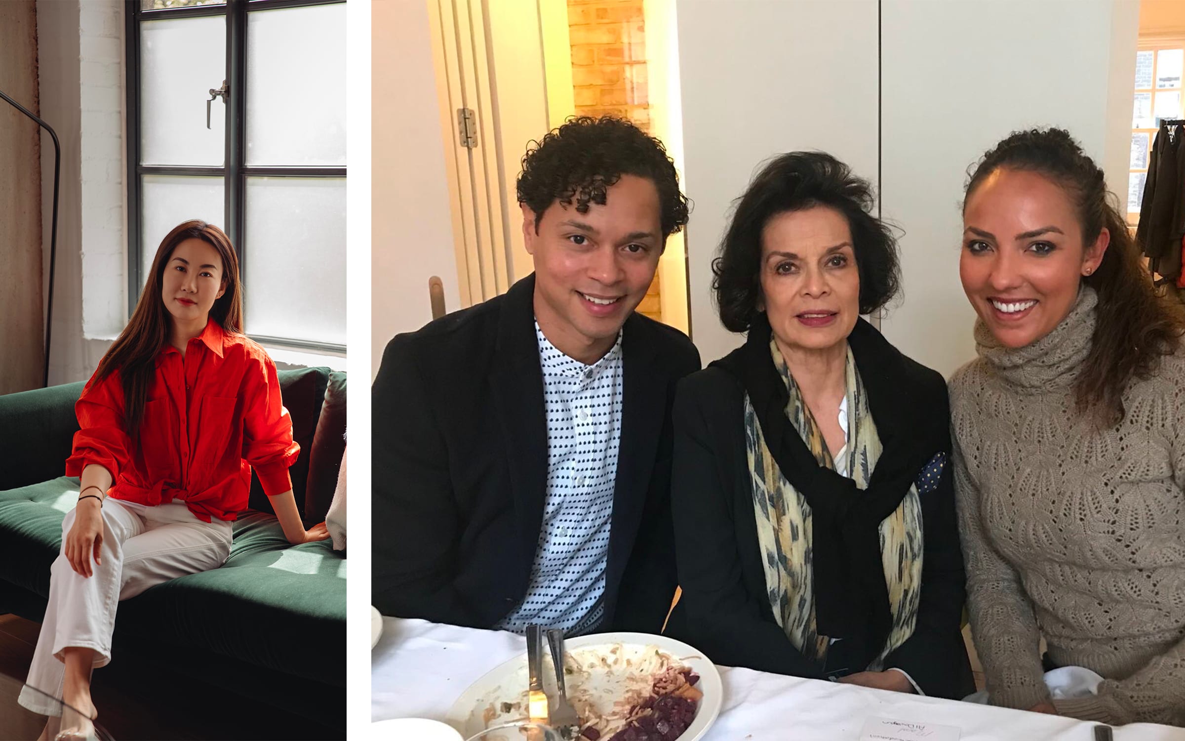 Left: Yan Du. Right: Aaron Cezar, Bianca Jagger, and Alia Al-Senussi. Courtesy of the Delfina Foundation.