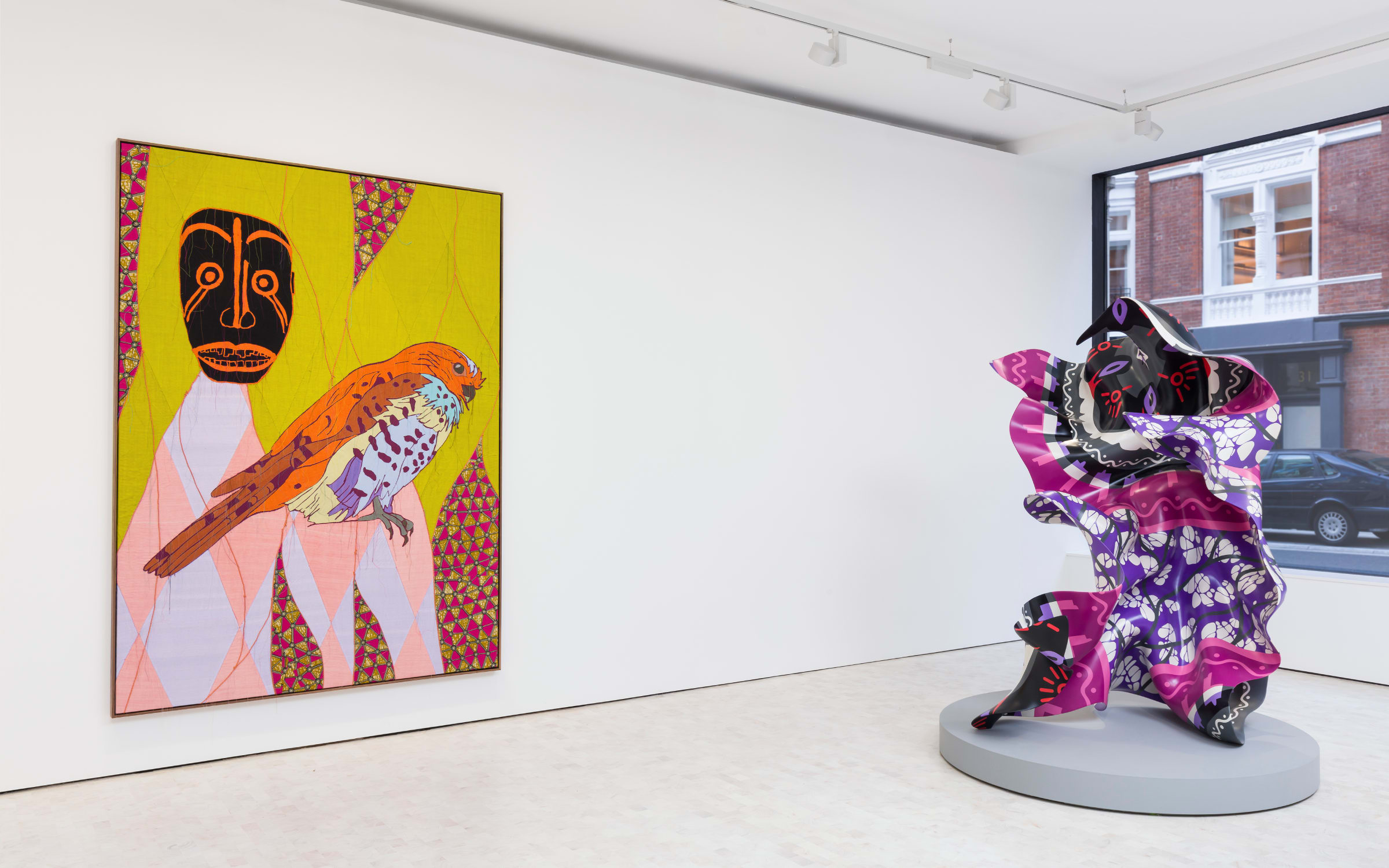 Installation view of ‘Yinka Shonibare CBE RA: Free The Wind, The Spirit, and The Sun’ at Stephen Friedman Gallery's new space on Cork Street (2023). Photography by Mark Blower. Courtesy the artist and Stephen Friedman Gallery.