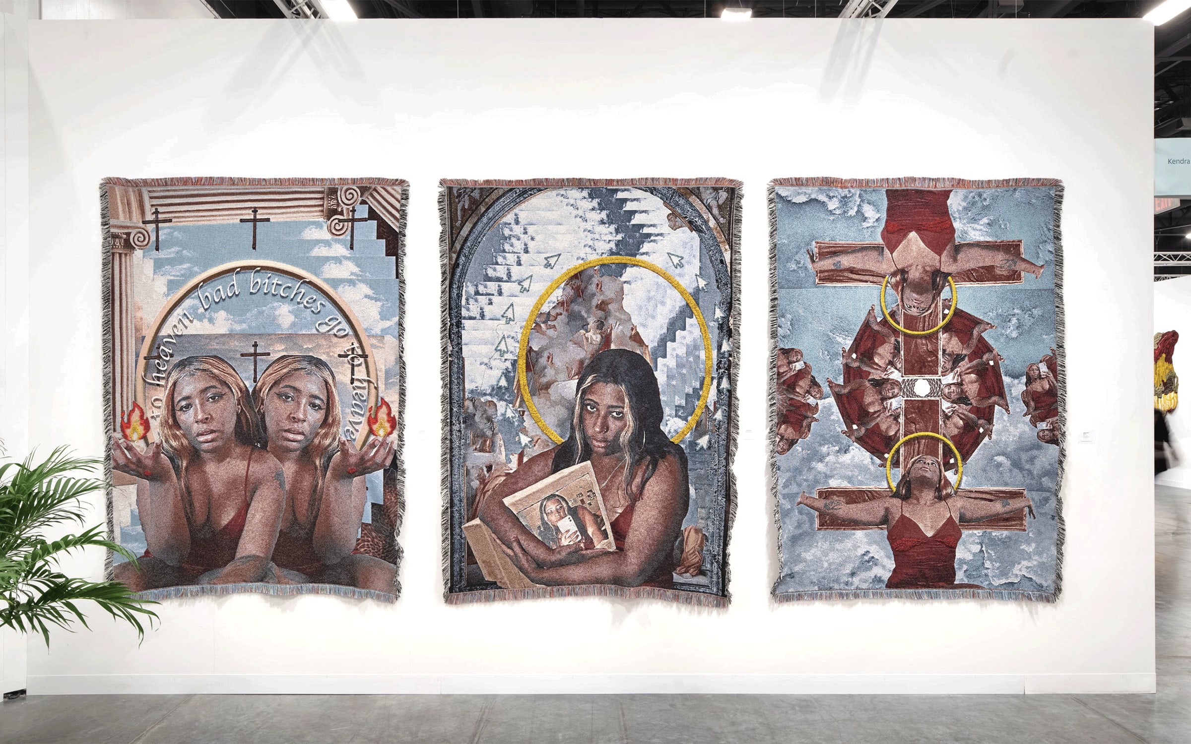 Installation view of Qualeasha Wood’s artworks in Kendra Jayne Patrick’s booth at Art Basel Miami Beach 2021.