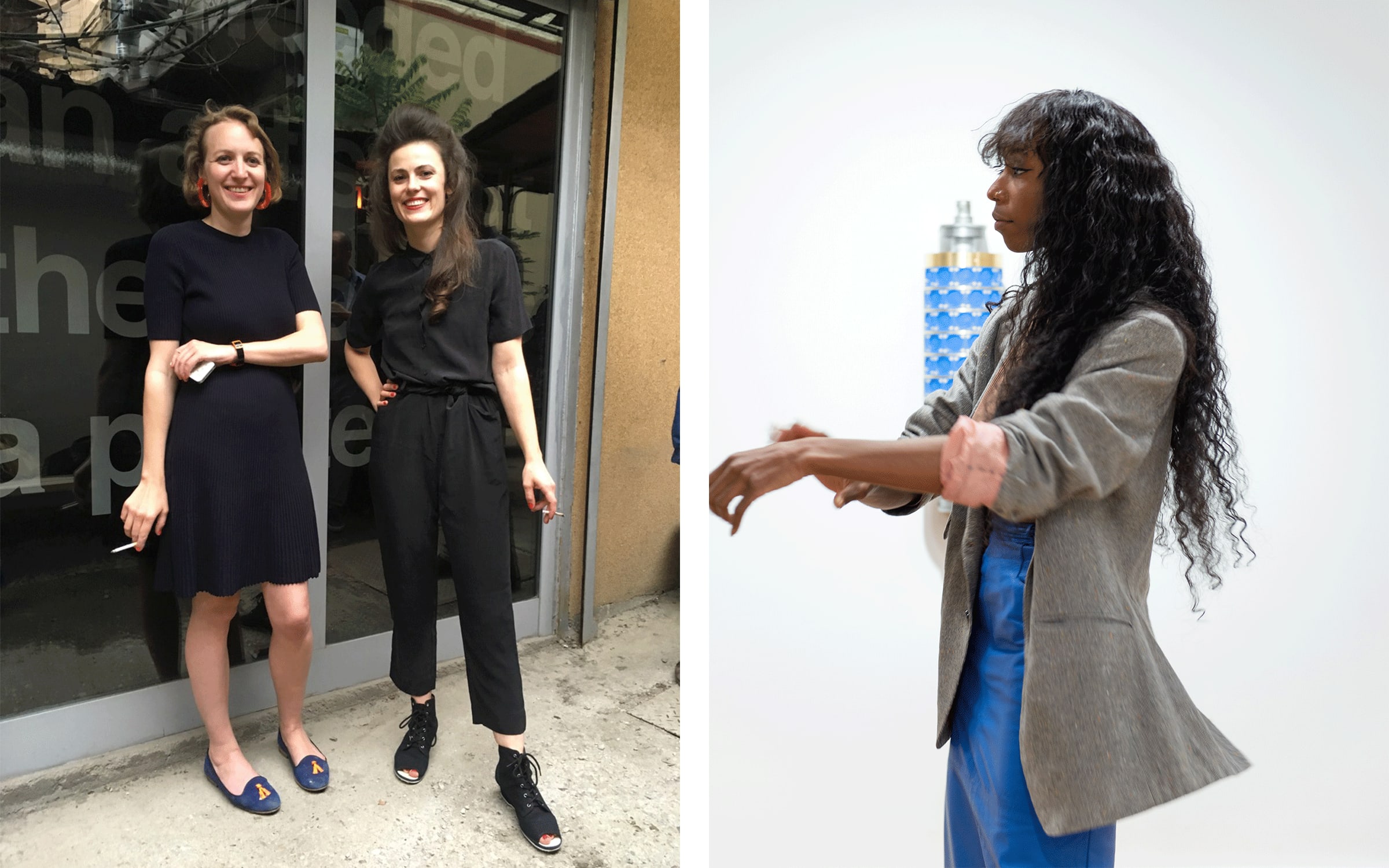Left: Isabella Ritter and Katharina Schendl. Photograph by Tina Herzl. Right: Kendra Jayne Patrick in Bern, 2023. Photograph by Ernst Fischer.