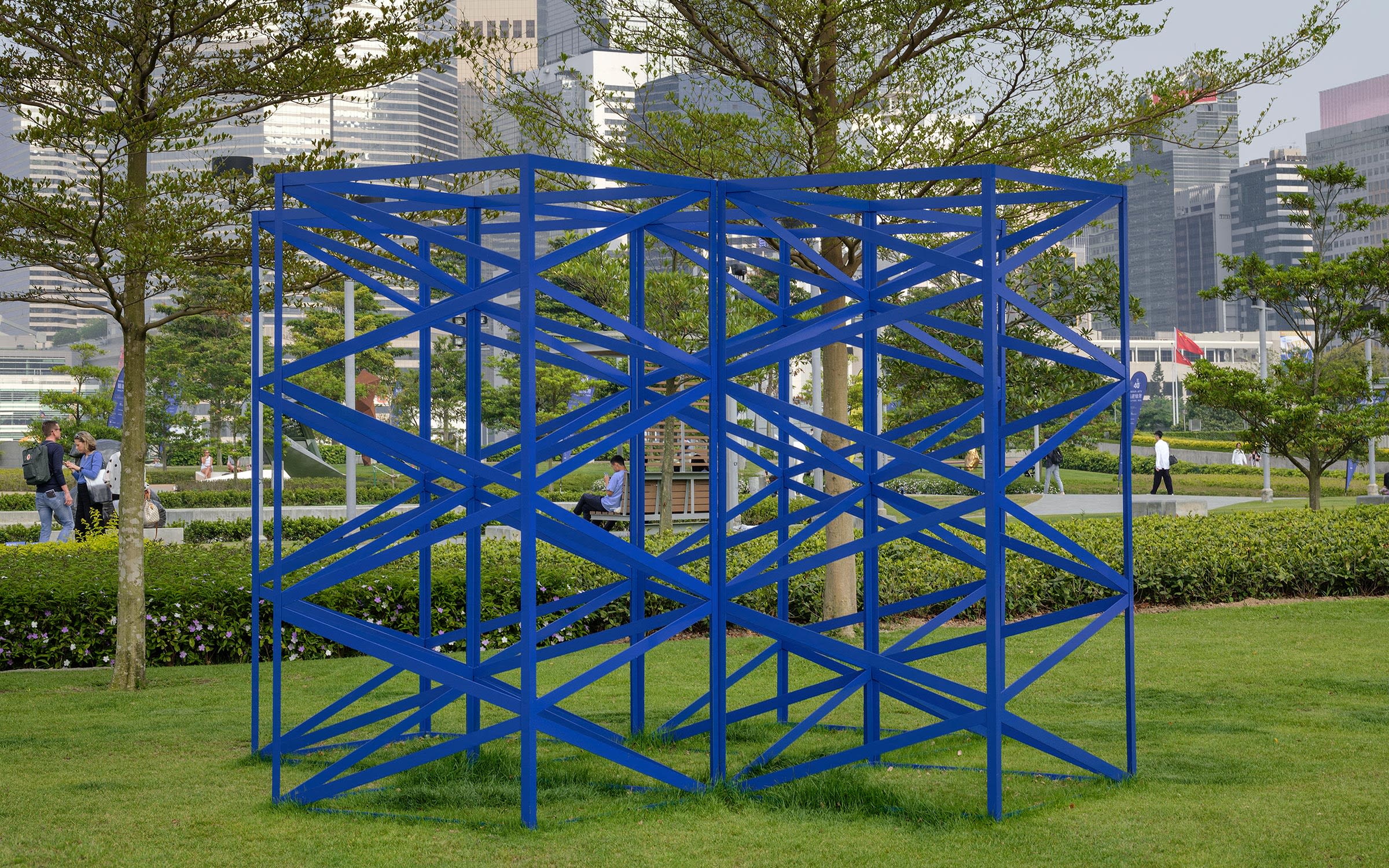 Rasheed Araeen, Hong Kong Blues, 2018, installation view in Harbour Arts sculpture park