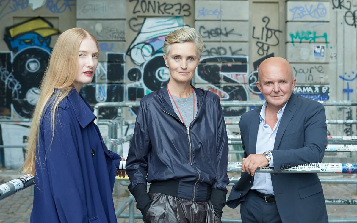STUDIO BERLIN organizers Karen and Christian Boros, and Juliet Kothe, Director of the Boros Foundation outside Berghain. Photograph: Max von Gumppenberg 