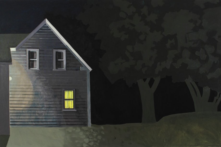 Night House with Lit Window by Lois Dodd