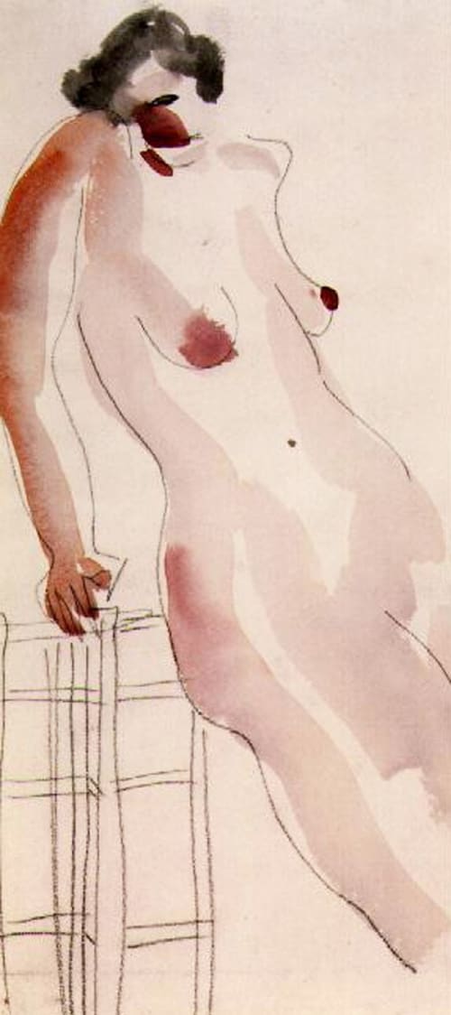 A Nude Lady  lay on a chair