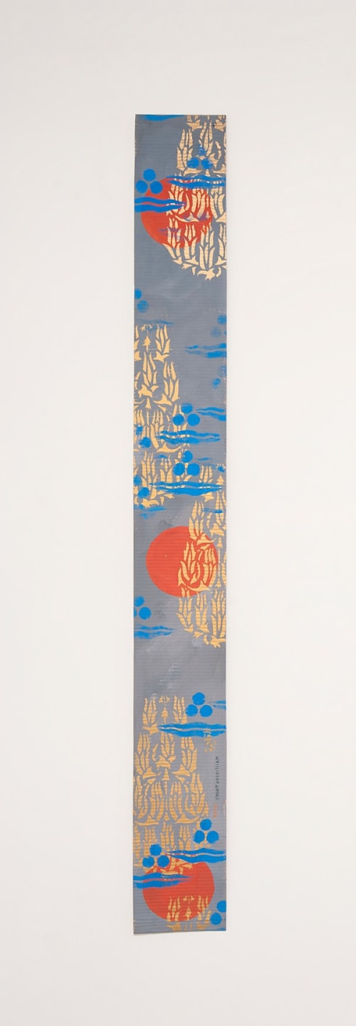 B5 - 3 red circles on blue background, 4 Bukhara floral patterns