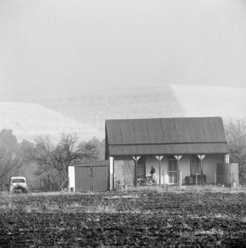 Miner's cottage and slimes dumps, near New Modder, Benoni, August 1965