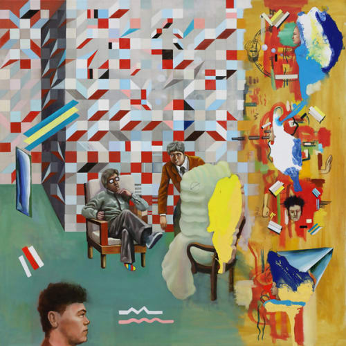 Analytical conversation about the Void in a place of multidimensional painting format that resembles that of traditional oriental paintings that include both image and text on a single plane