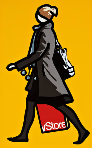 Woman with shopping bag and scarf